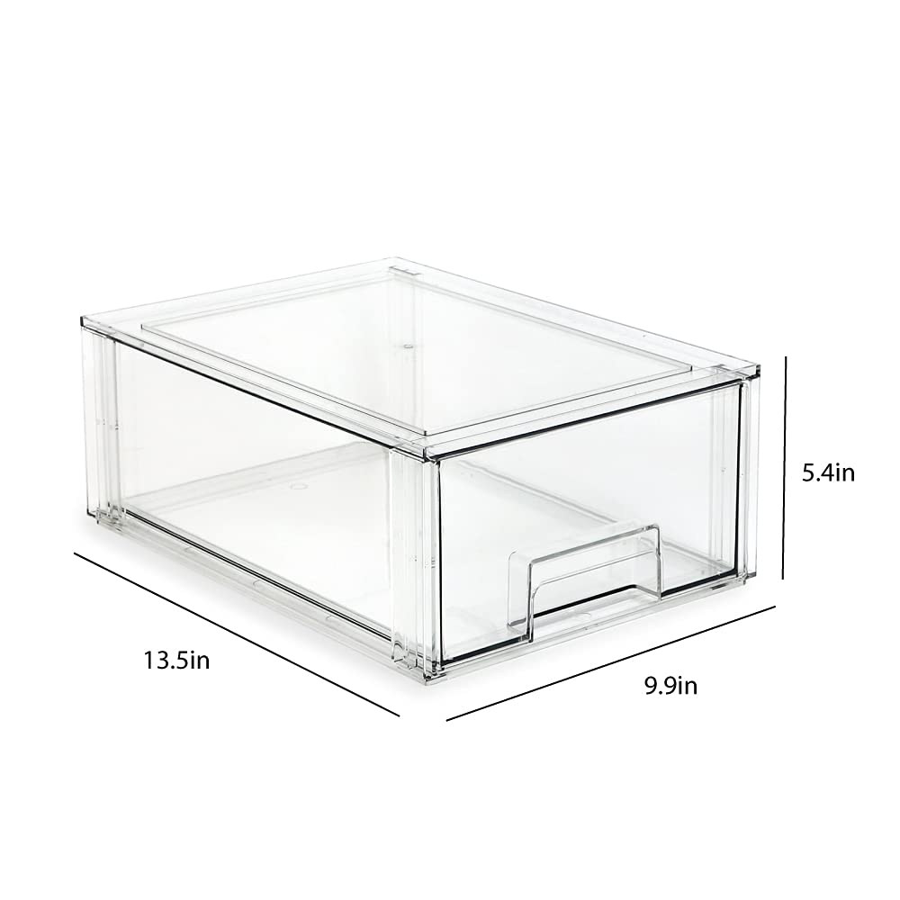 Isaac Jacobs Large Stackable Plastic Storage Drawer Organizer - 13.5