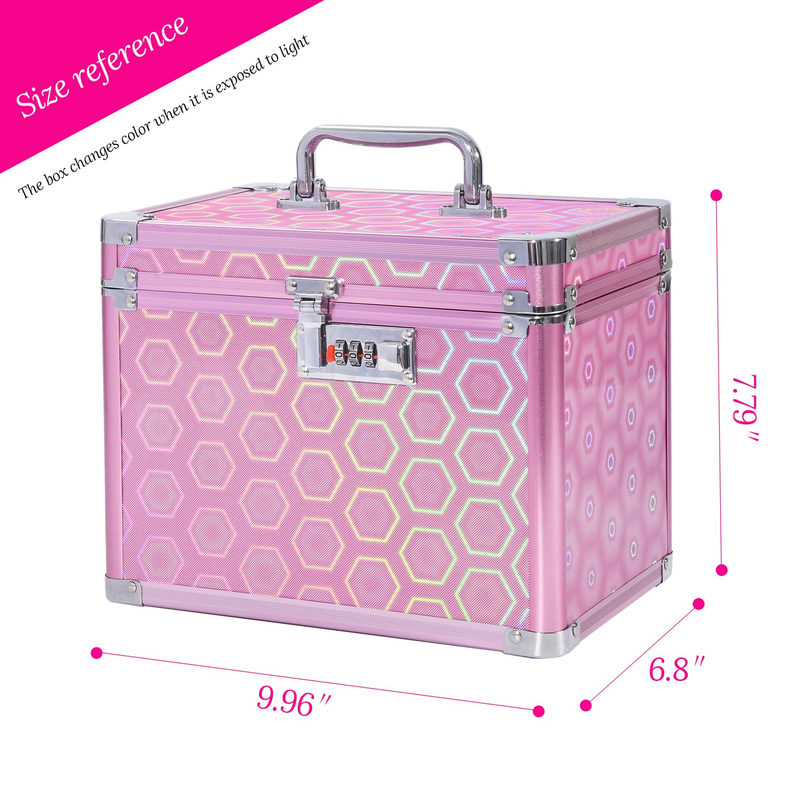 Secure Lock Box with Carbon Back - Combination Lock Storage Box for Medicine, Jewelry, Office & Cosmetics (7.25