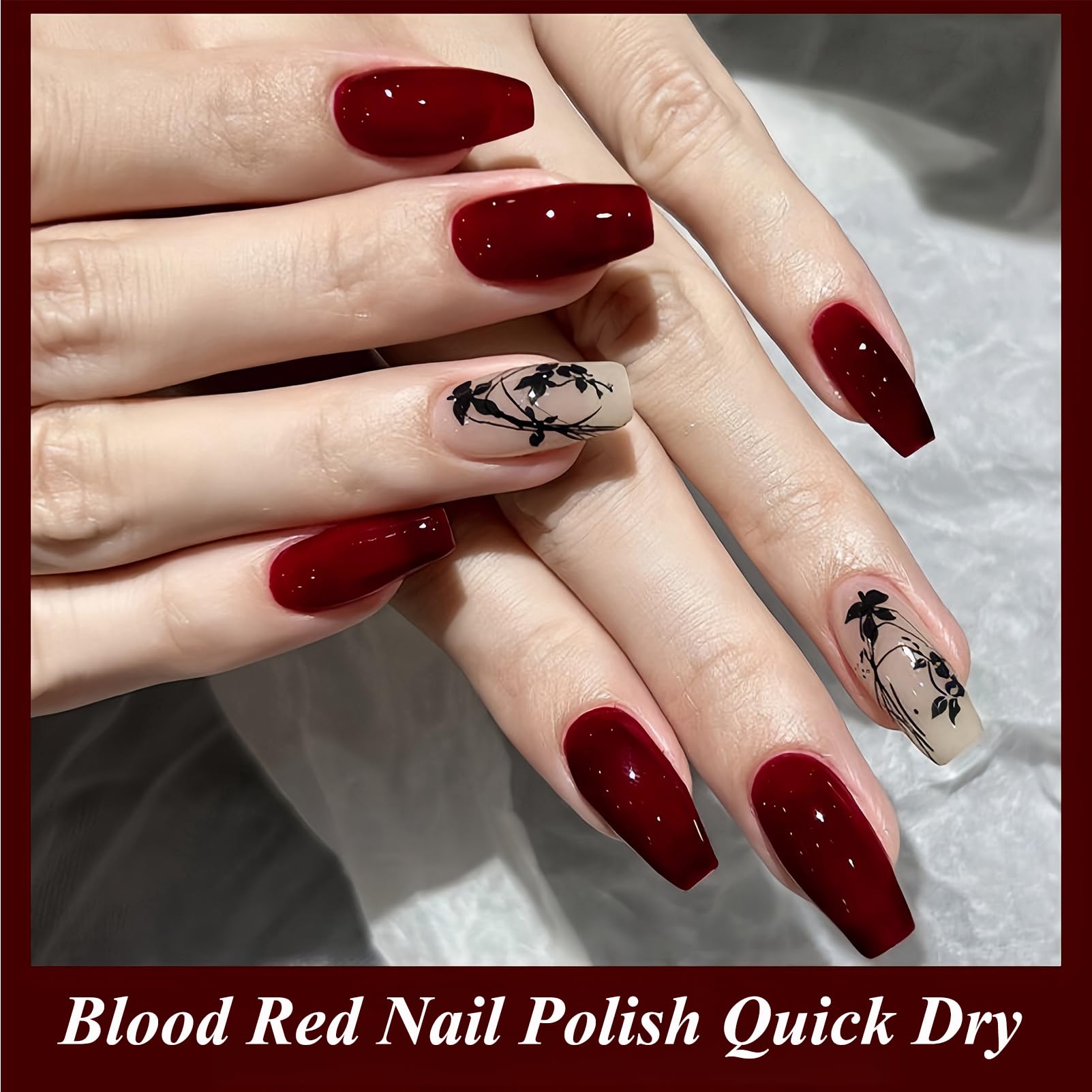 Dark Red Nail Polish - Long Lasting Cherry Red Nail Polish 15ML, No UV Light Needed, Quick Air Dry Formula - Perfect for At-Home Manicures, Parties & Gifts for Women and Girls