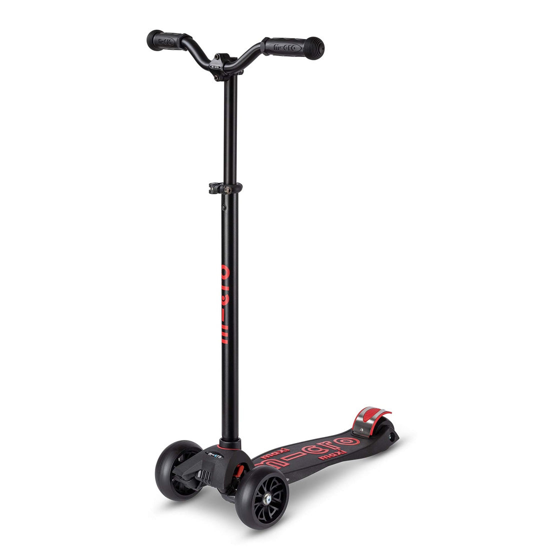 Micro Maxi Deluxe 3 Wheel PRO Scooter for Kids - Lightweight Aluminum Frame, Adjustable Handlebar, Smooth Ride - Black/Red Color - Perfect for Commuting, School, Park & Outdoor Fun