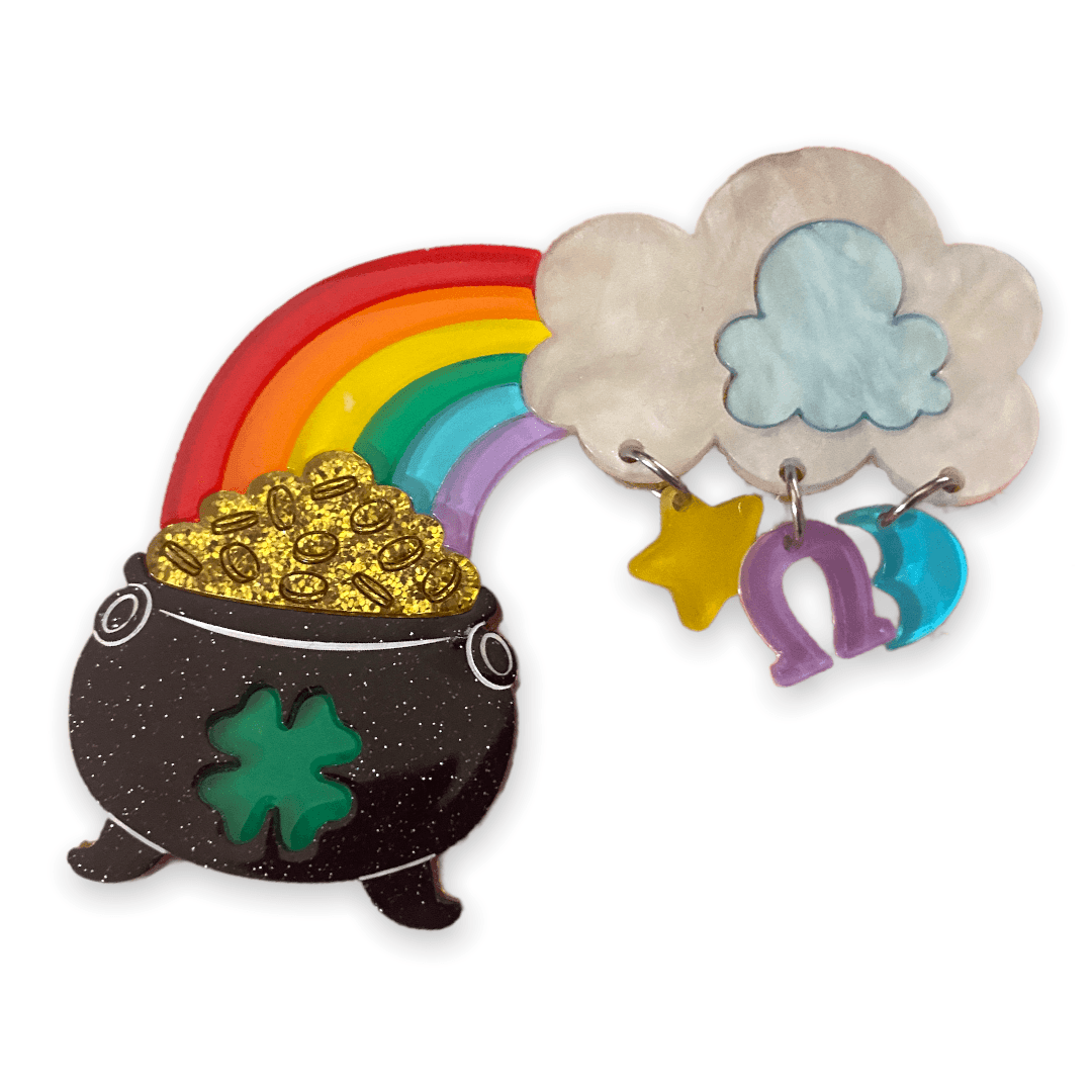 Clover the Rainbow Brooch Pin - Colorful Floral Enamel Jewelry for Women | Perfect for St. Patrick's Day, Weddings & Outfit Accessories