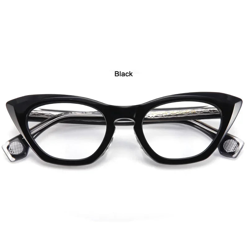 Stylish Unisex Oval Cat Eye Acetate Eyeglasses Frame 7318 - Trendy Full Rim Glasses for Women & Men, Perfect for Office, Reading & Fashion Accessories