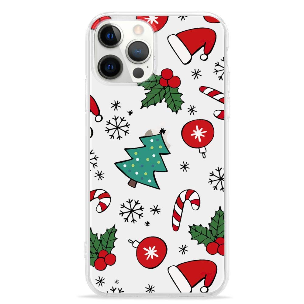 LCHULLE Christmas Santa Holiday Clear TPU Silicone Case for iPhone 12 Pro Max - Shockproof Protective Cover for Women, Men & Kids - Perfect for Xmas Gifts & Winter Holiday Celebrations