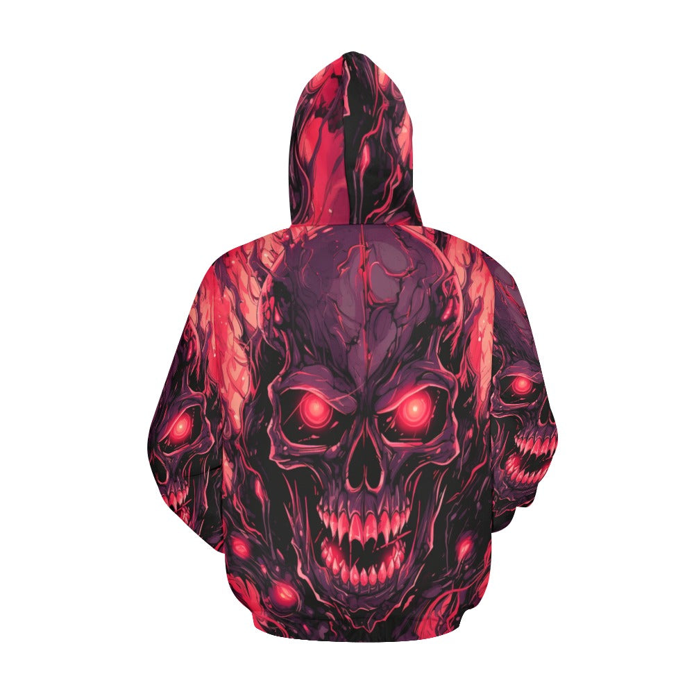 Evil Smiling Skulls Hoodie - Gothic Streetwear Pullover for Men & Women | Perfect for Halloween, Punk Concerts & Dark Fashion Lovers