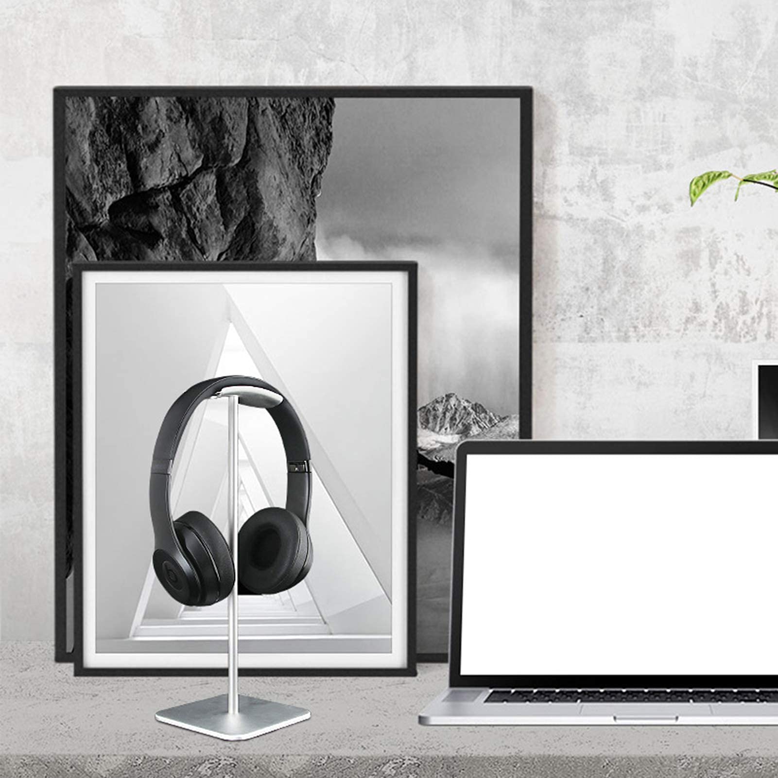 Premium Aluminum Alloy Headphone Stand - Universal Headset Holder with Stable Base for All Headphone Sizes (Grey) - Perfect for Desk Organization, Gaming Setup & Office Accessories