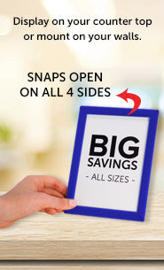 5x7 Countertop Sign Frame - Blue Snap Frame with Built-in Easel & Wall Mount | Perfect for Retail Displays, Restaurant Menus & Promotional Signage