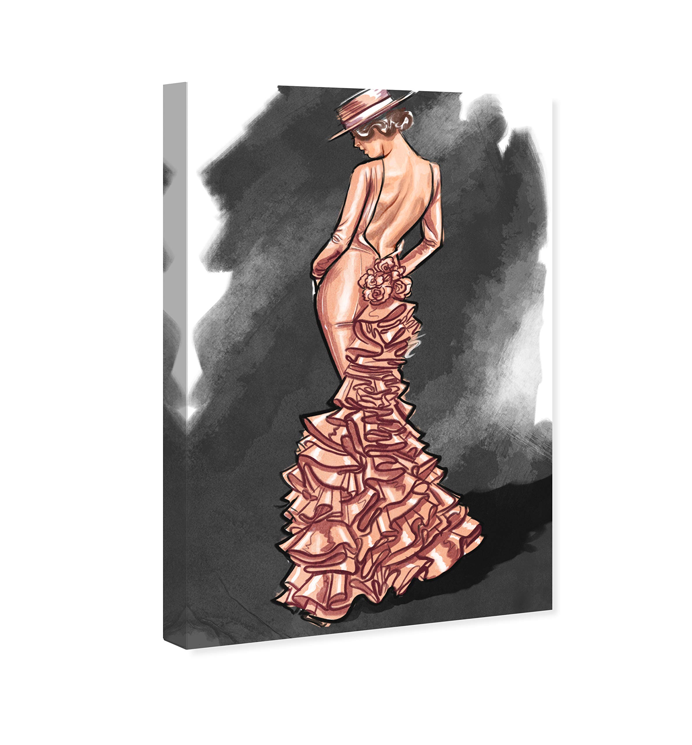 Oliver Gal Artist Co. Flamenco Noir Fashion Glam Wall Art Canvas Print - 10x15 Inch Pink & Black Home Decor - Perfect for Living Room, Bedroom & Office Wall Decor