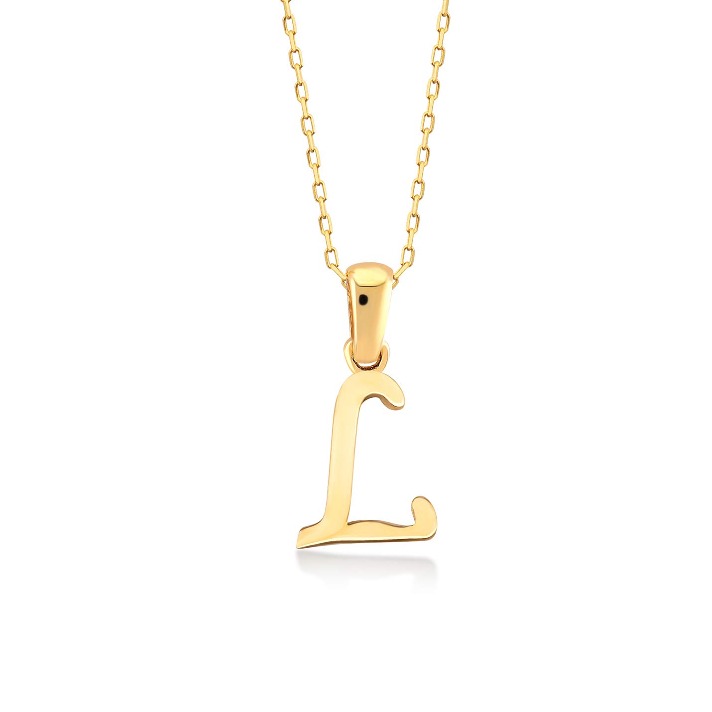 14K Solid Gold Custom Initial Necklace for Women - Personalized A-Z Letter Pendant, 18