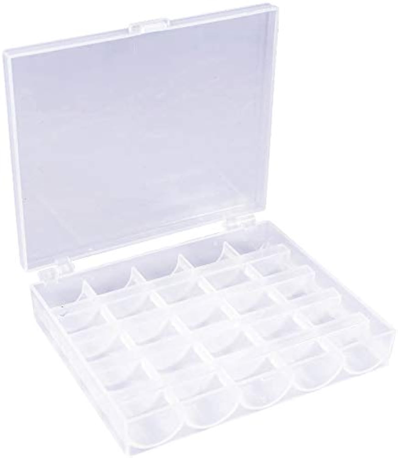ISCRIO 25-Slot Transparent Bobbins Case - 2 Pack Organizer Box for Class 15 Sewing Machine Bobbins | Perfect for Sewing, Quilting & Craft Storage
