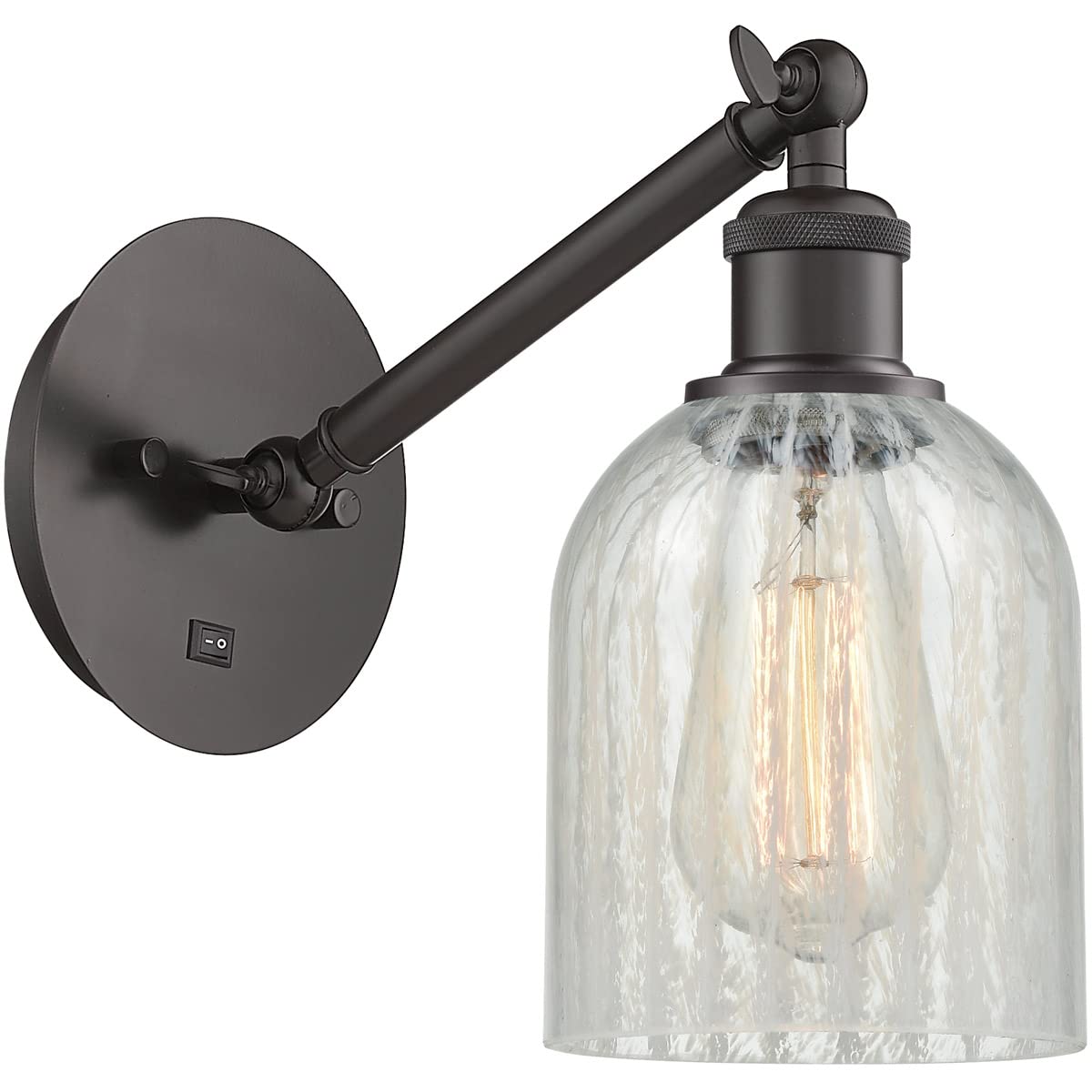 Industrial Style 1-Light Wall Sconce with Mouchette Glass Shade - 11.38