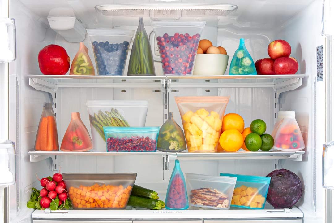 Eco-Friendly Zip Top Reusable Food Storage Bags - Set of 8 Frost-Colored Silicone Containers | Microwave, Dishwasher & Freezer Safe | BPA-Free Meal Prep Bags | Made in USA | Perfect for Lunch Box, Meal Planning & Leftovers Storage