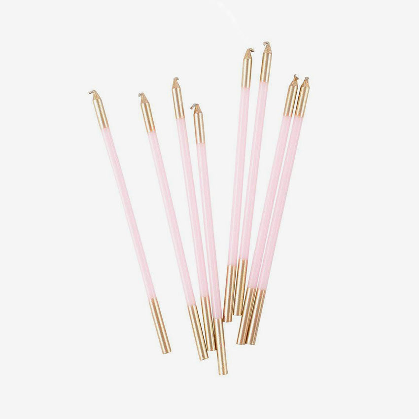 Caspari Birthday Slim Candles - Elegant & Slim Taper Candles for Birthday Cakes, Party Decorations & Special Celebrations