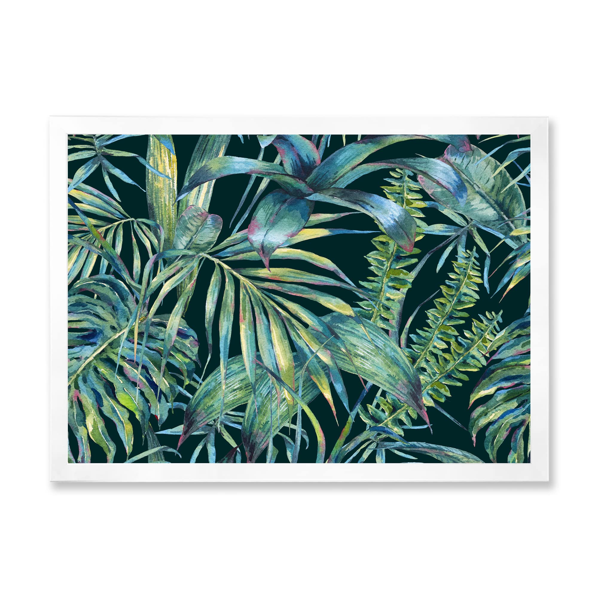 Exotic Tropical Leaves Framed Wall Art - Natural Botanical Decor for Living Room, Bedroom & Office