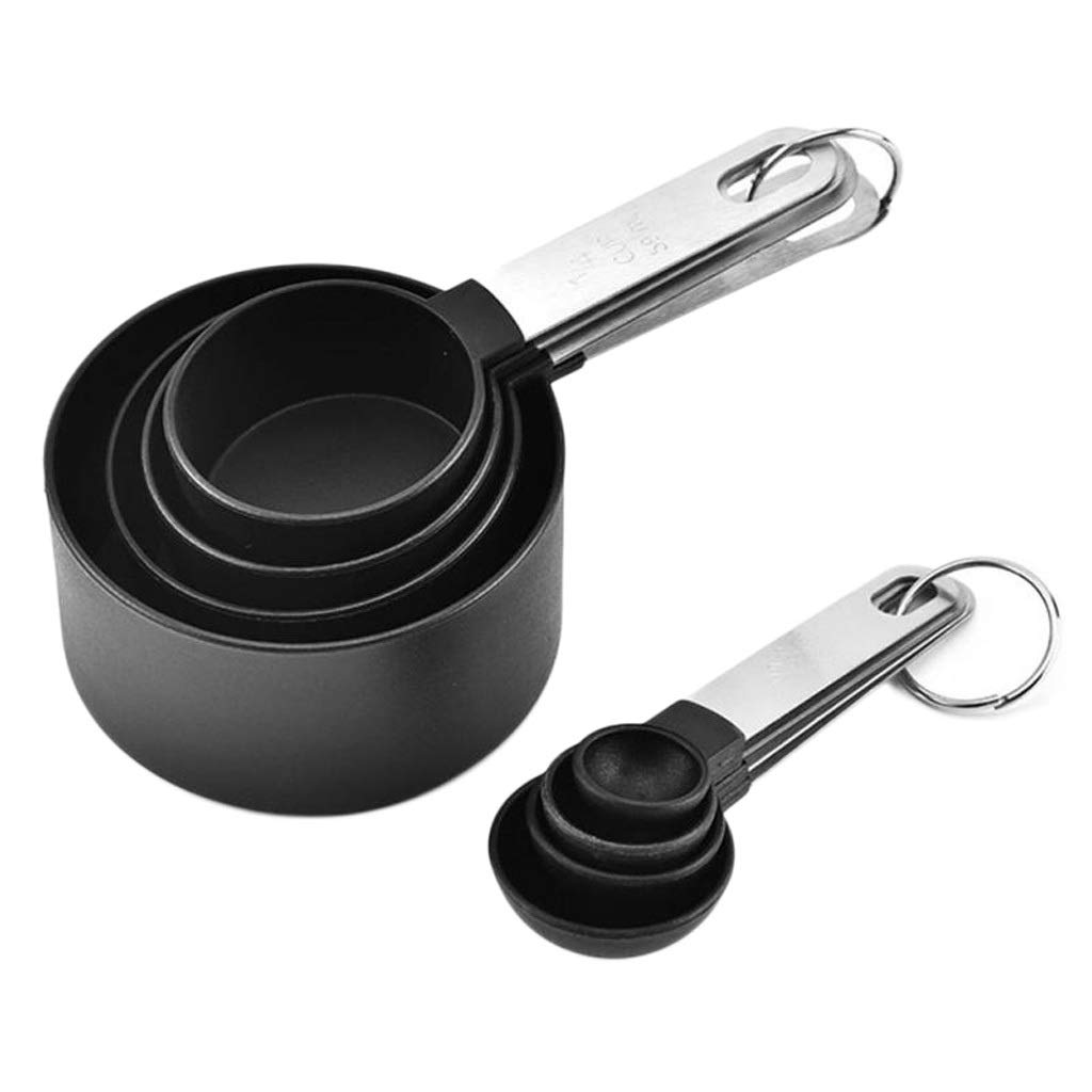 MAJIDA 8-Piece Stainless Steel Measuring Cups and Spoons Set with Ergonomic Handle - Essential Baking Tools for Precise Cooking & Baking - Perfect for Home Kitchen, Professional Bakeries & Cooking Enthusiasts