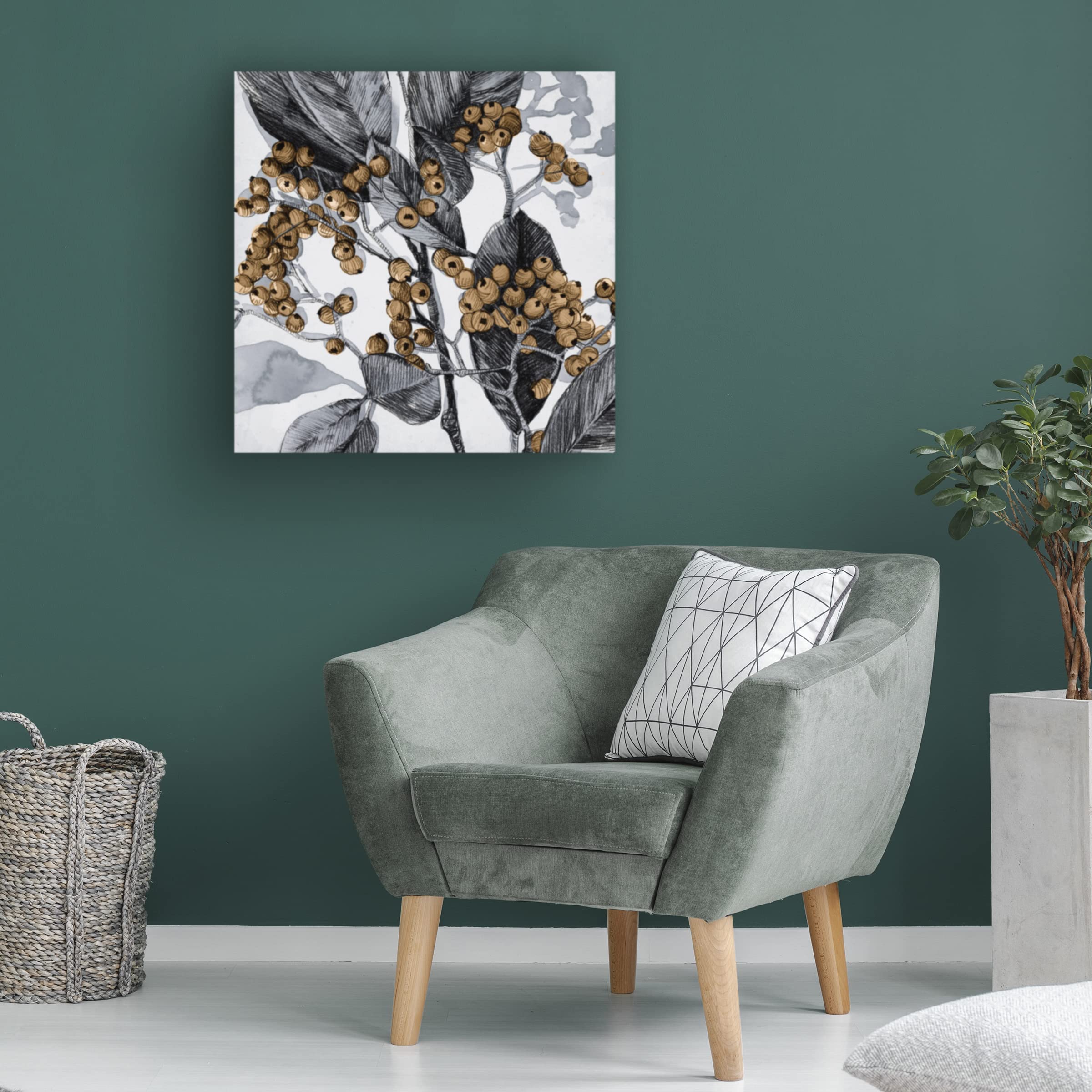 Emma Caroline 'Holly Shadow II' Canvas Art Print - 14x14 Inches, Modern Wall Decor for Living Room, Bedroom & Office
