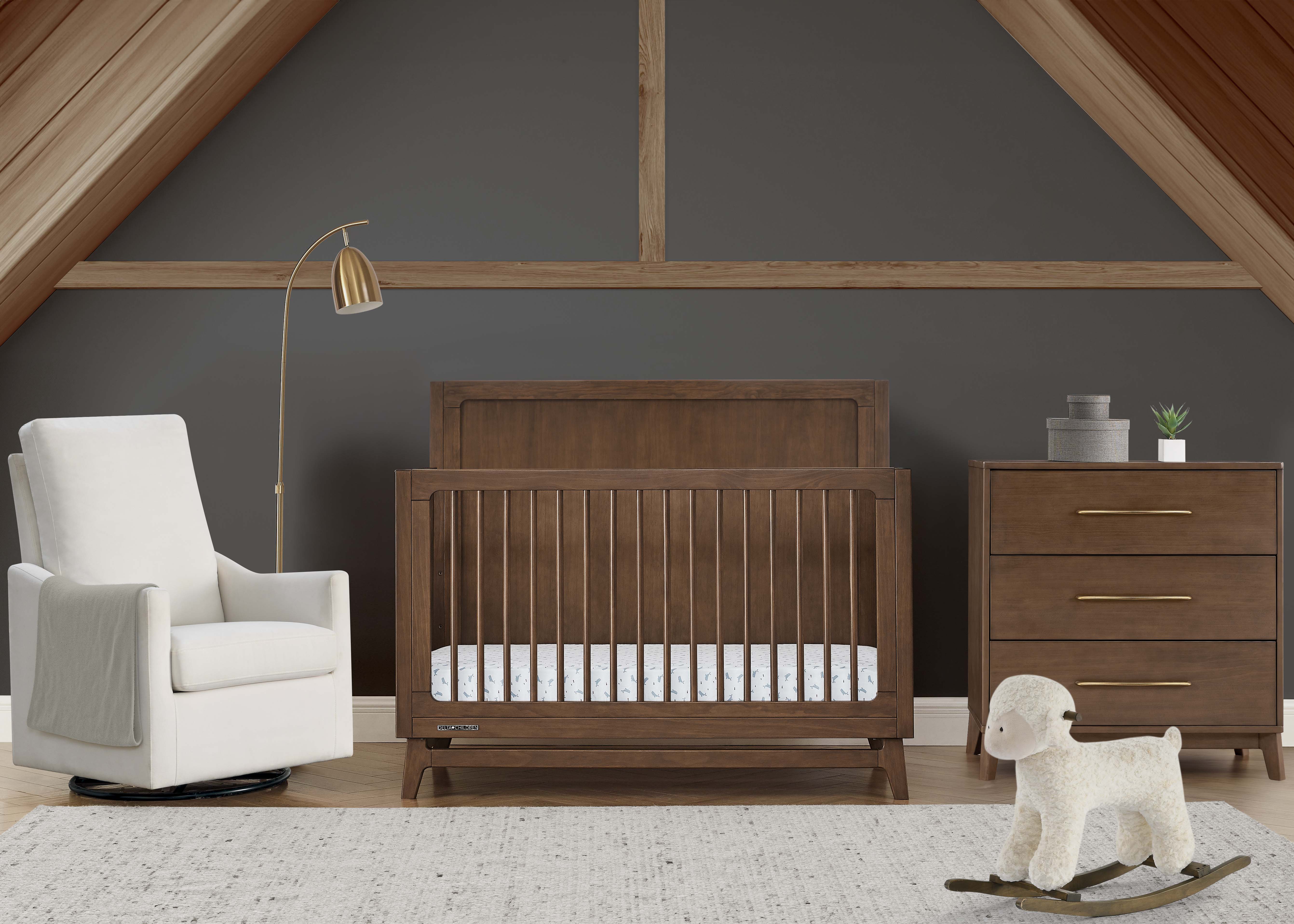 Convertible 6-in-1 Baby Crib by Spencer - Nursery Furniture That Grows with Your Child from Newborn to Toddler Bed
