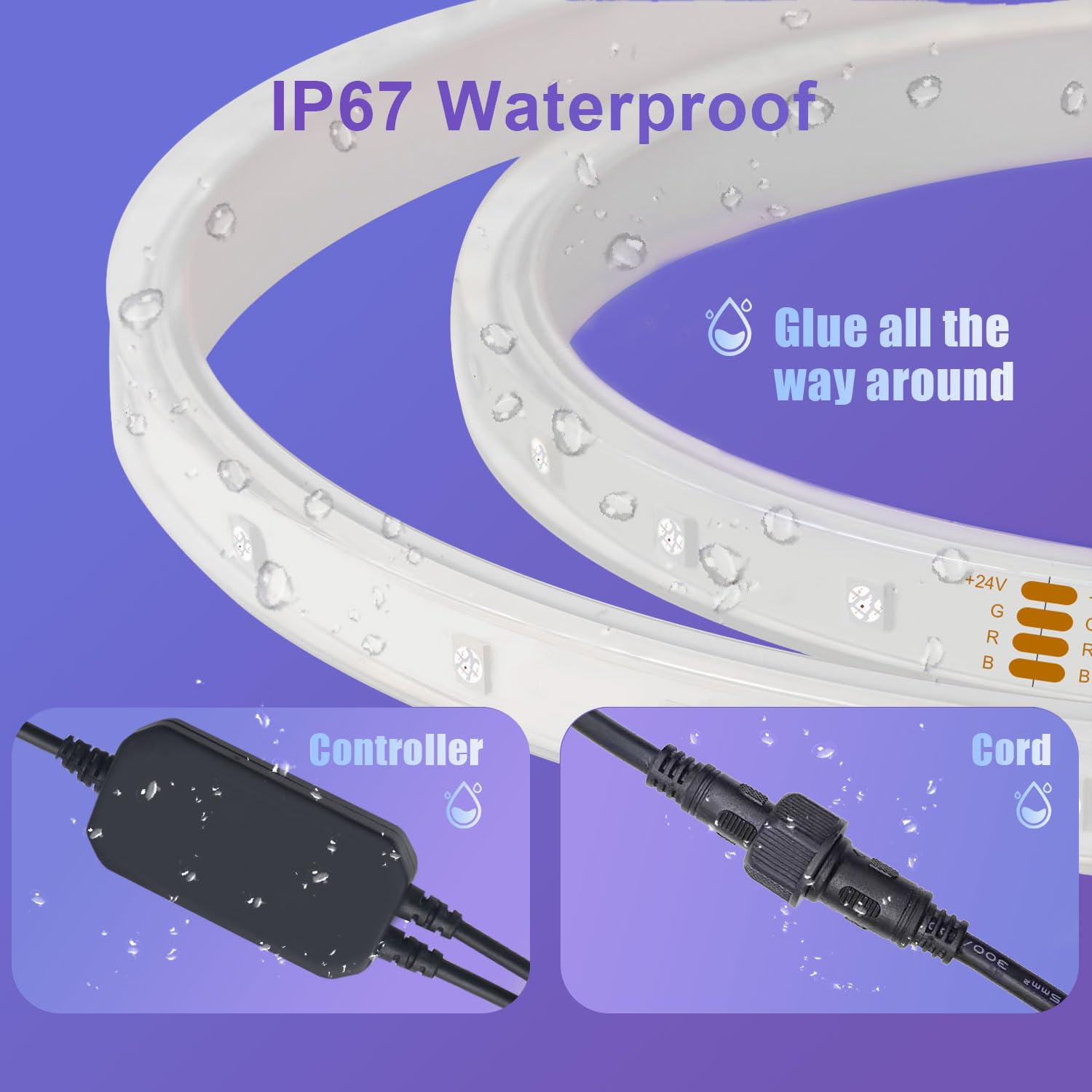 133FT WiFi Outdoor LED Strip Lights Waterproof IP67 RGB Smart Sync with Music & App Control - Permanent Outdoor Lighting for House, Gazebo, Deck, Party & Holiday Decorations