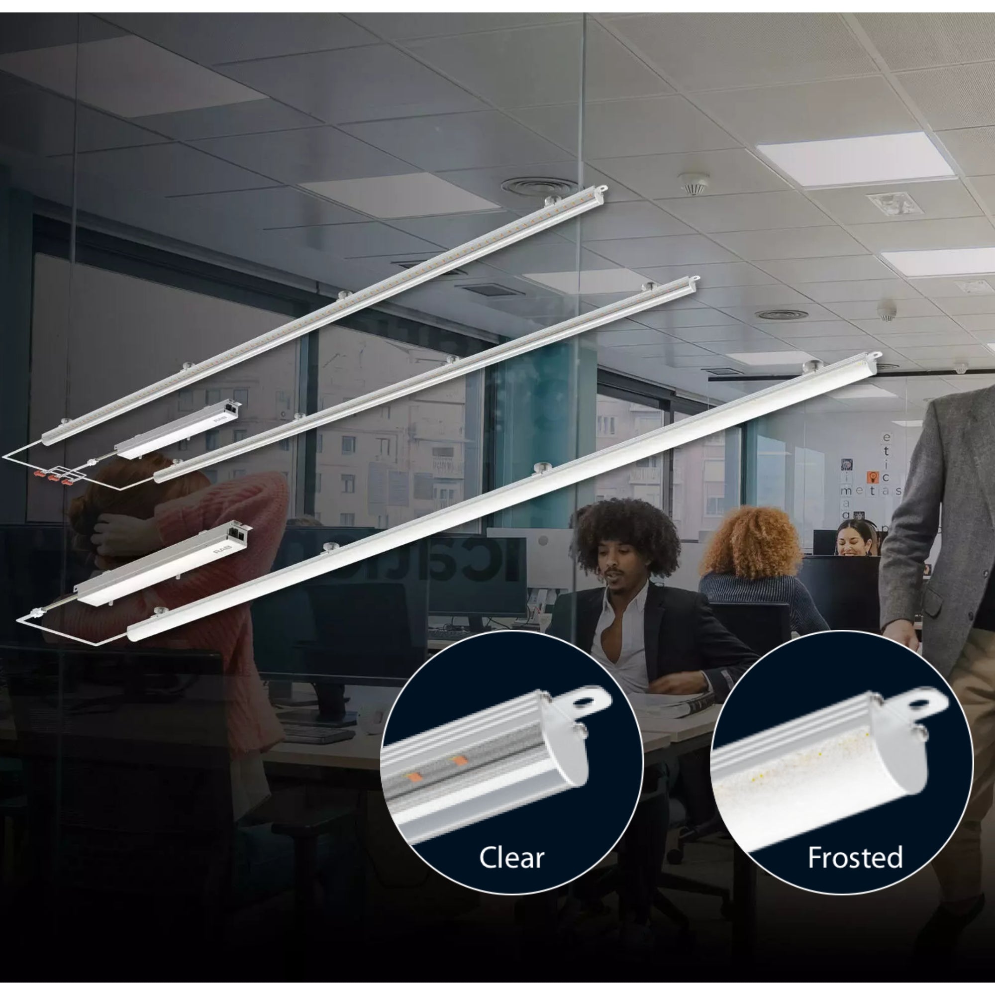 4ft LED Magnetic Retrofit Kit - 4000 Lumens, 30W, Selectable CCT (3000K-5000K), Frosted Lens, 120-277V - Perfect for Office, Garage, and Warehouse Lighting