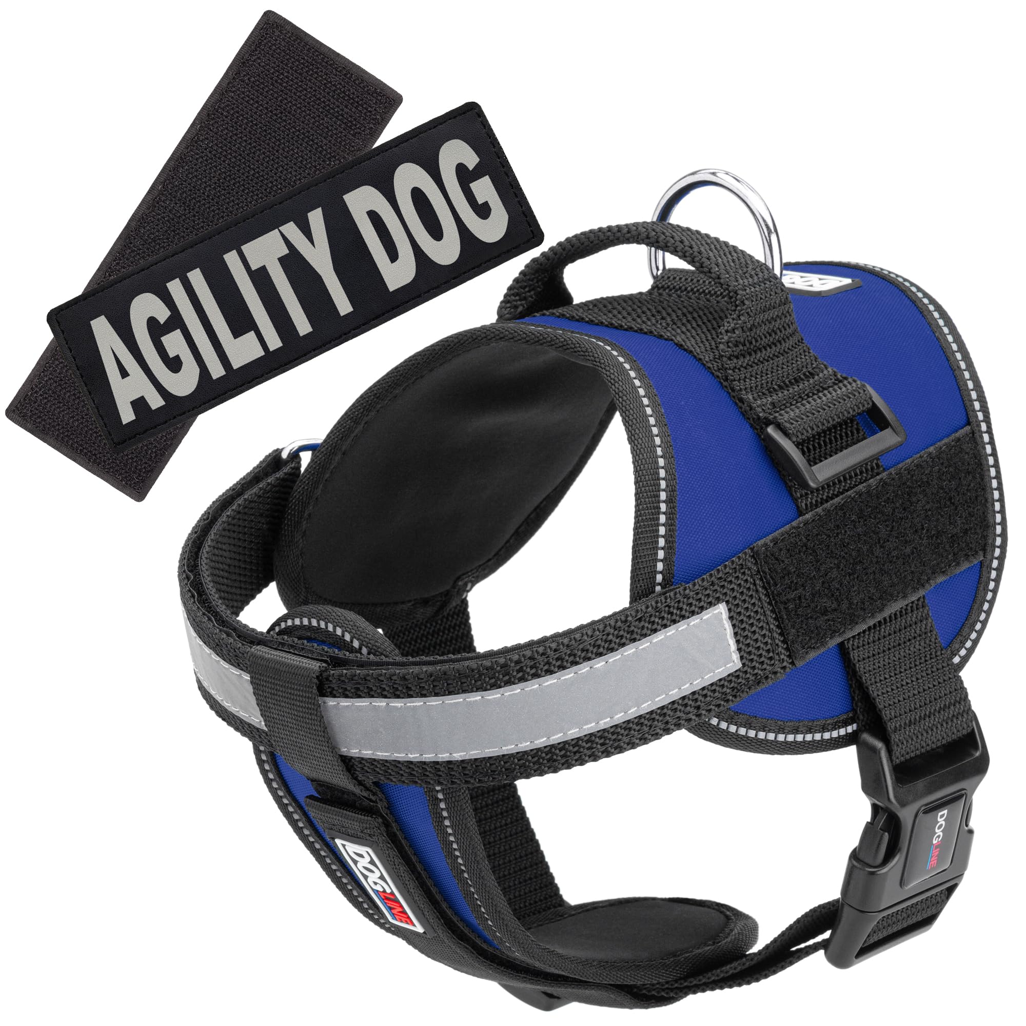 Dogline Unimax Multi-Purpose Dog Vest Harness with 2 Removable Agility Patches - Small Size, Blue | Perfect for Training, Hiking & Outdoor Activities