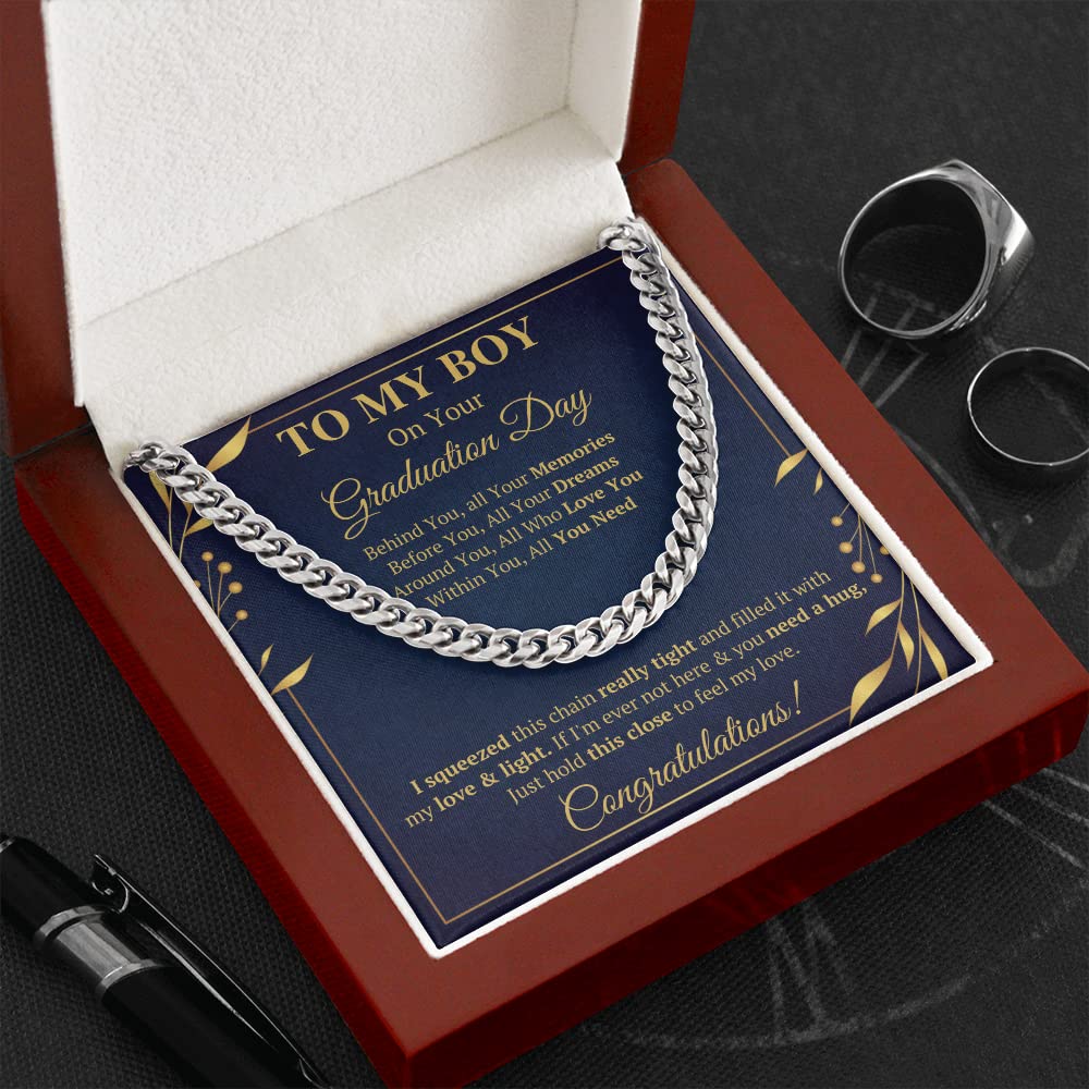 2022 Graduation Cross Necklace for Men - Inspirational Gift for Son, Grandson, Brother, Boyfriend - Includes Message Card & Gift Box - Perfect for Graduation Ceremonies, Celebrations & Special Occasions
