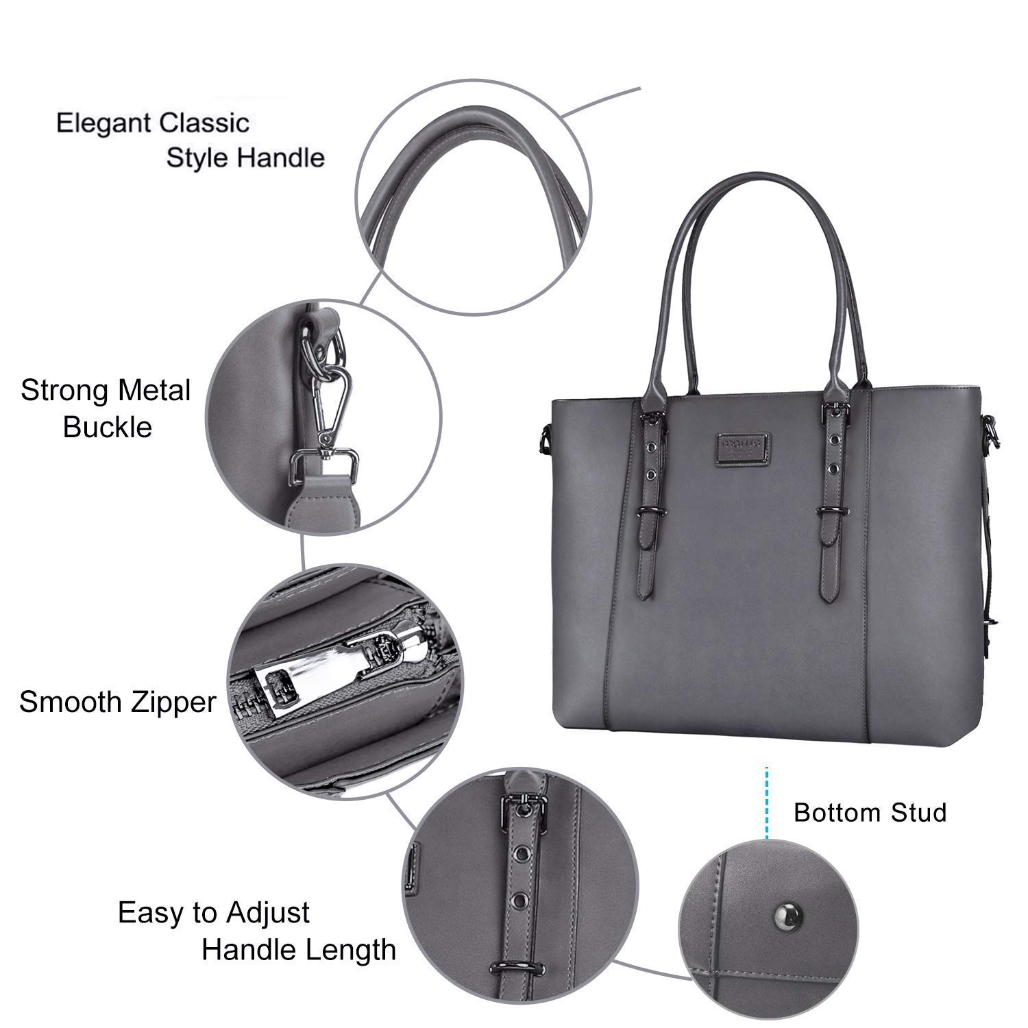 Premium PU Leather Laptop Tote Bag for MacBook & Notebook - Large Capacity Work Shoulder Briefcase with Padded Compartment | Perfect for Business, Office, Travel & Daily Commute