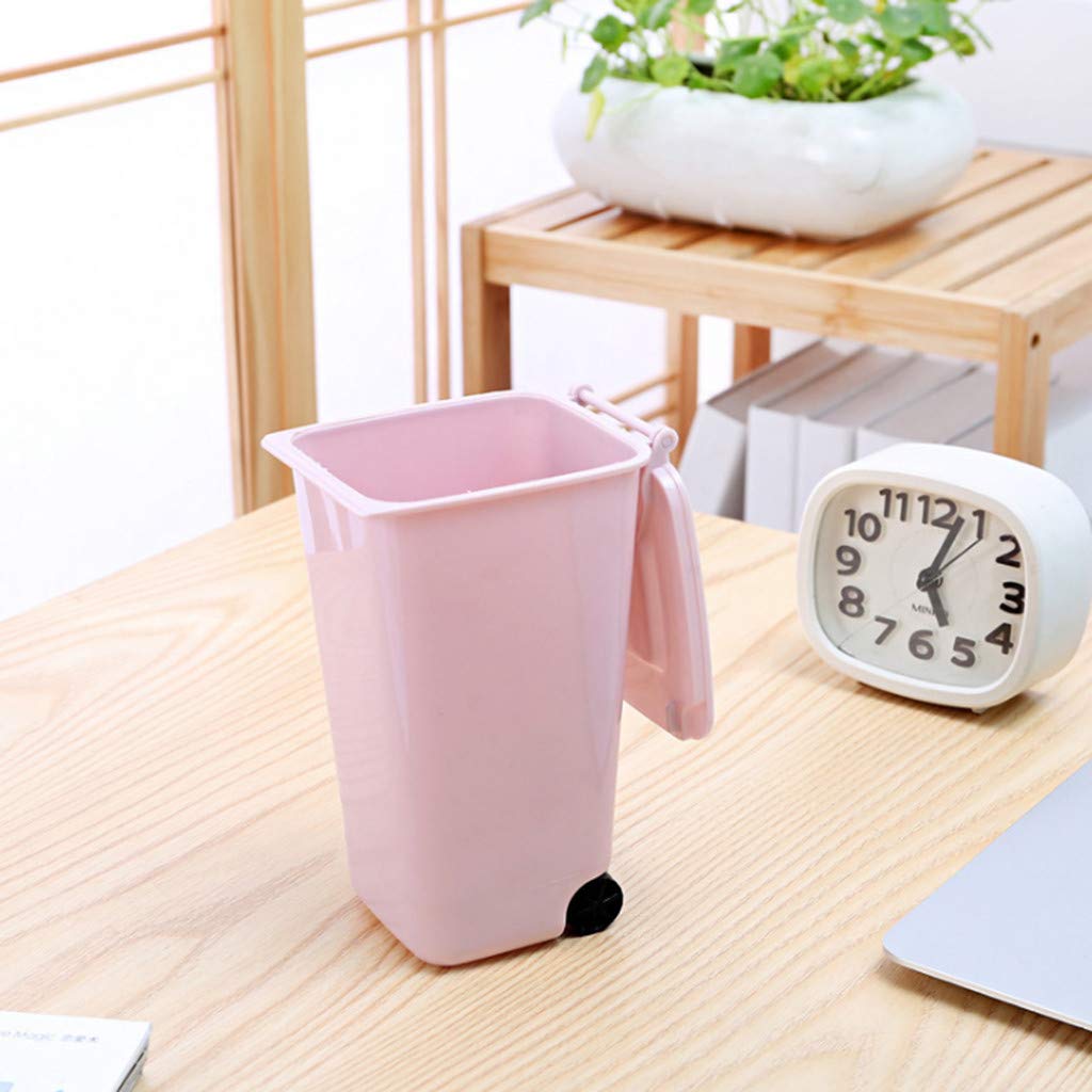 Mini Desktop Trash Can - Small Plastic Waste Bin with Lid for Office, Home & School - Perfect Desk Organizer for Trash, Pens & Pencils (Pink) - Ideal for Workspaces, Dorm Rooms & Craft Areas