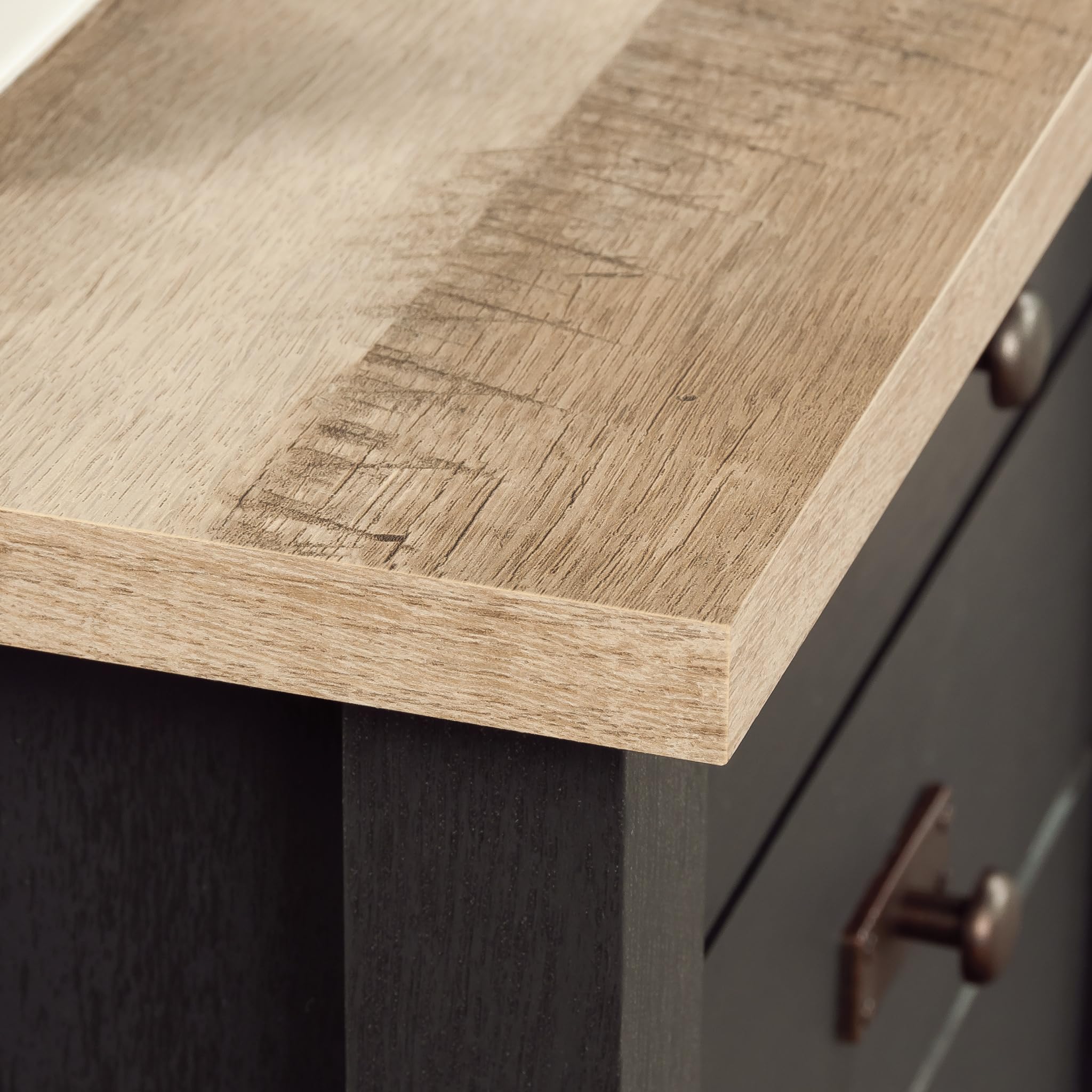 Sauder Cottage Road L-Shaped Computer Desk with Drawers & File Cabinet - Home Office Desk with Cable Management in Raven Oak Finish - Perfect for Small Spaces & Work from Home Setup