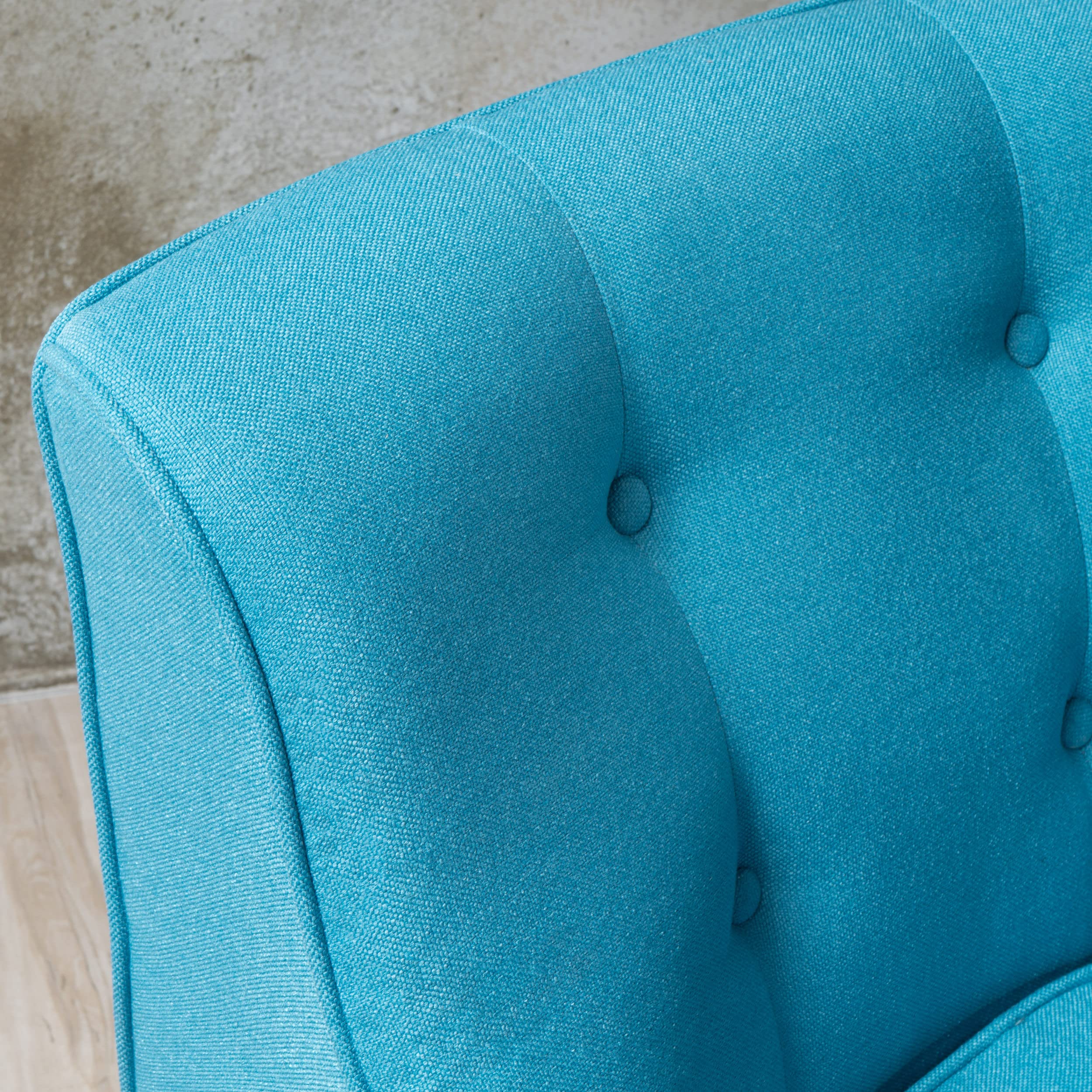 Christopher Knight Home Felicity Mid-Century Fabric Arm Chairs, 2-Piece Set, Teal Blue - Modern Living Room Seating for Home Office & Lounge Areas