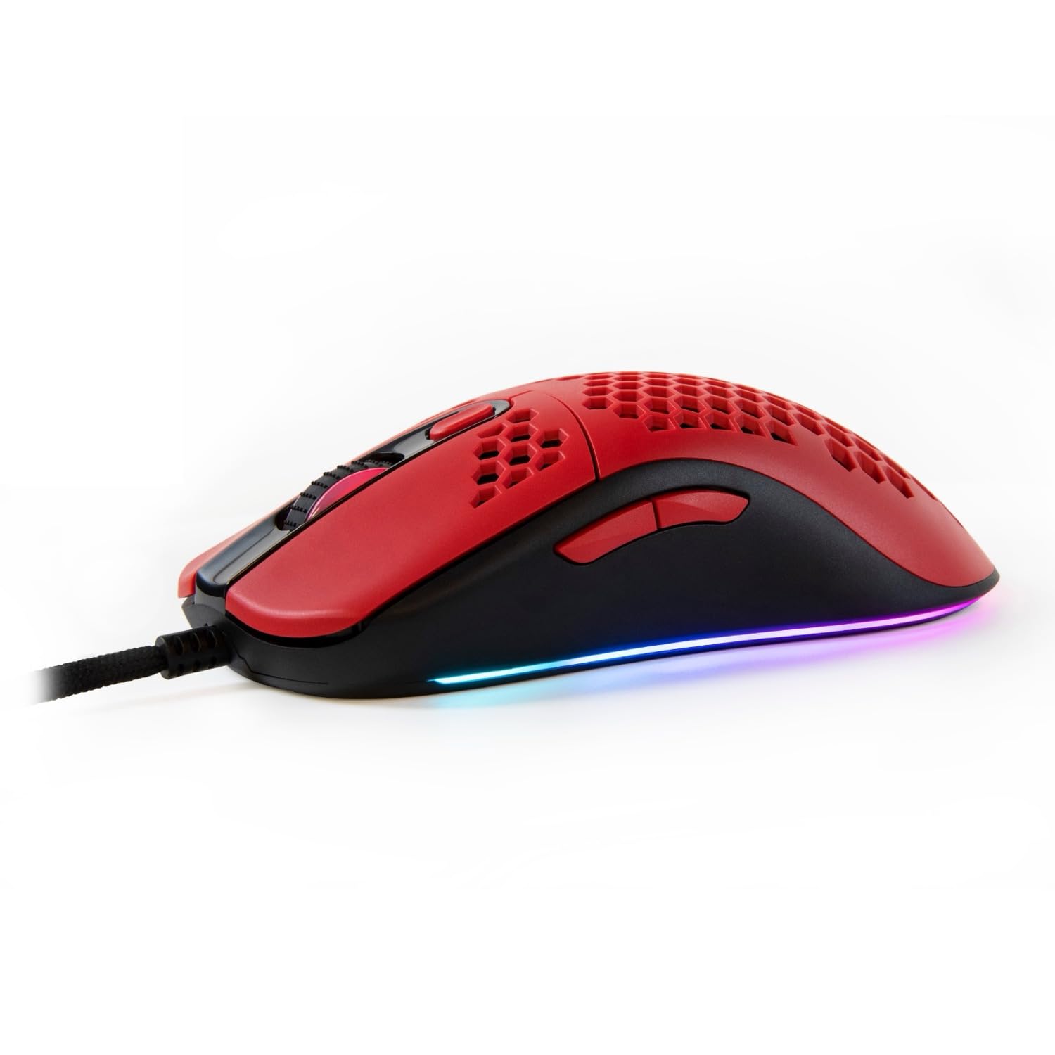 Arozzi Favo Ultra Lightweight Customizable RGB Gaming Mouse - Honeycomb Design, Pixart 3389 Sensor, Omron 20M Switches (Red) | Perfect for FPS, MOBA & Esports Gaming
