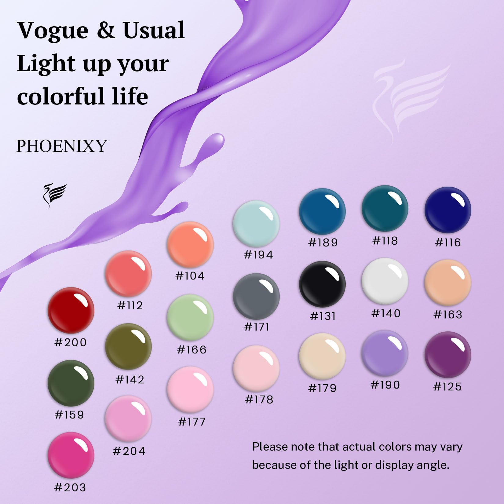 PHOENIXY 24 PCS Gel Nail Polish Set - 21 Spring Colors with Base, Glossy & Matte Top Coat (Black, Gray, Red) | DIY Manicure Kit for Women | Perfect for Home Nail Art, Parties & Gifts