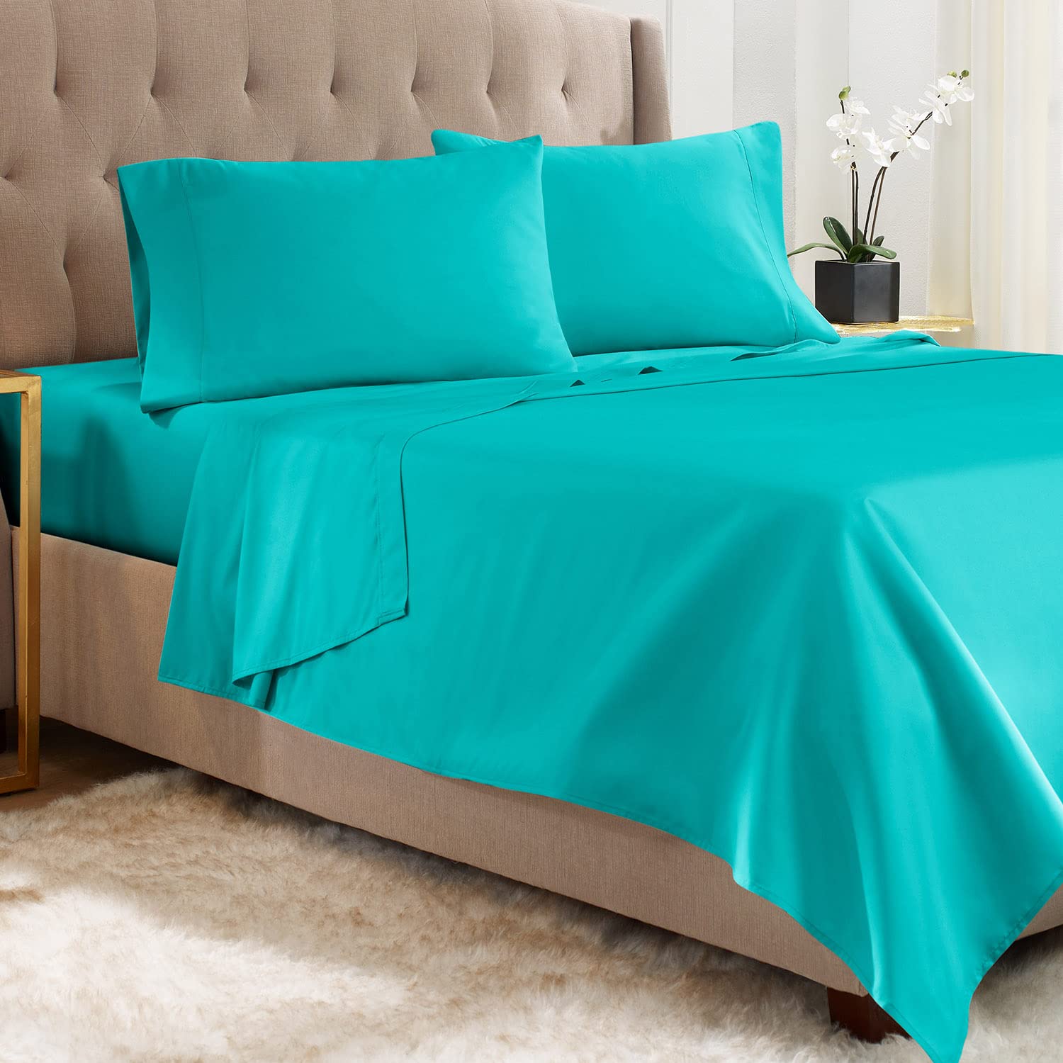 Empyrean 3-Piece Twin Sheet Set - Ultra Soft Double Brushed Microfiber Bedding - Luxury Hotel Quality Teal Blue Sheets with Deep Pockets & Elastic Corners - Perfect for Guest Rooms, Dorms & Cozy Bedrooms