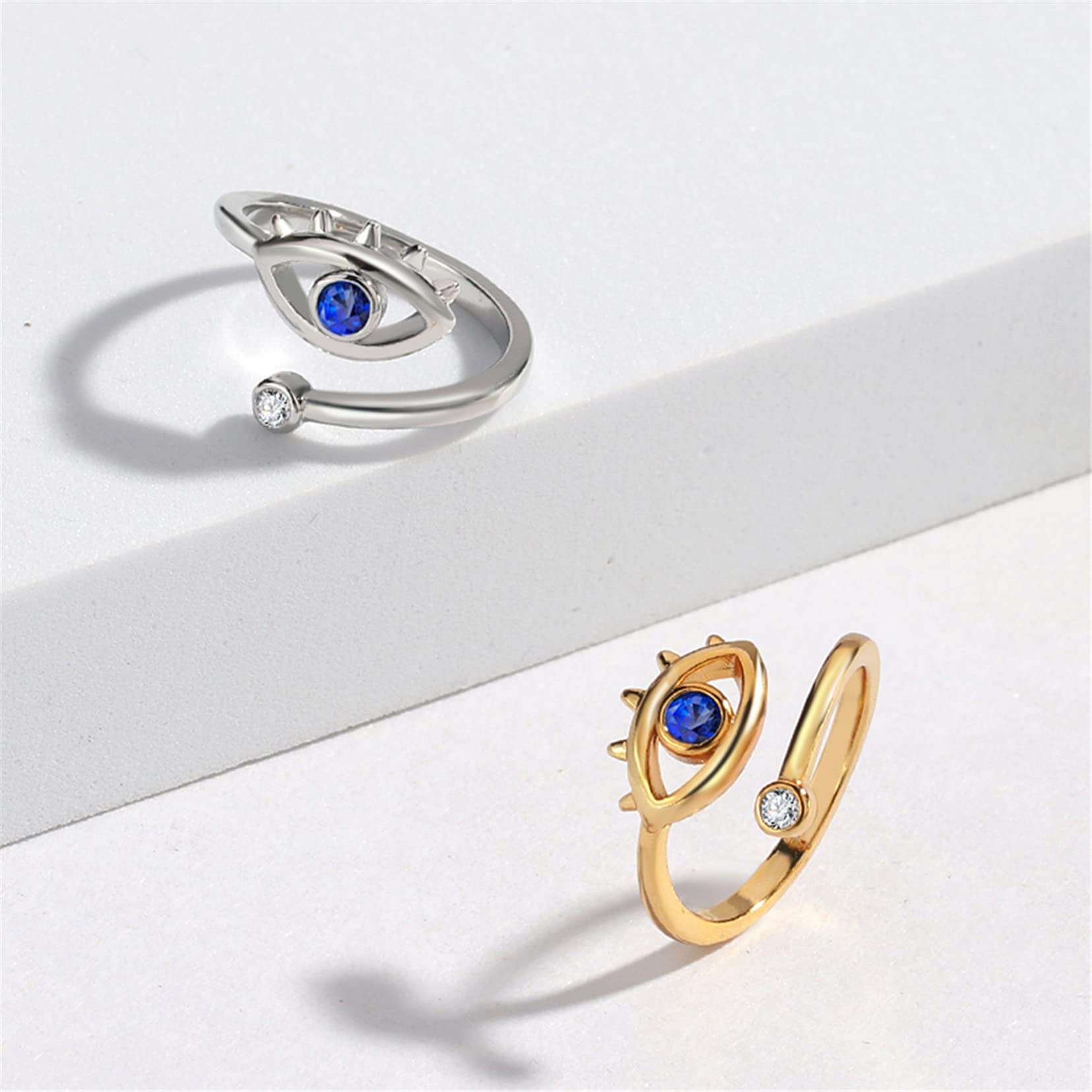 Evil Eye Ring for Women - Adjustable Cubic Zirconia Blue Eye Wrap Ring for Protection & Good Luck | Perfect for Everyday Wear, Gifts & Spiritual Jewelry Collection