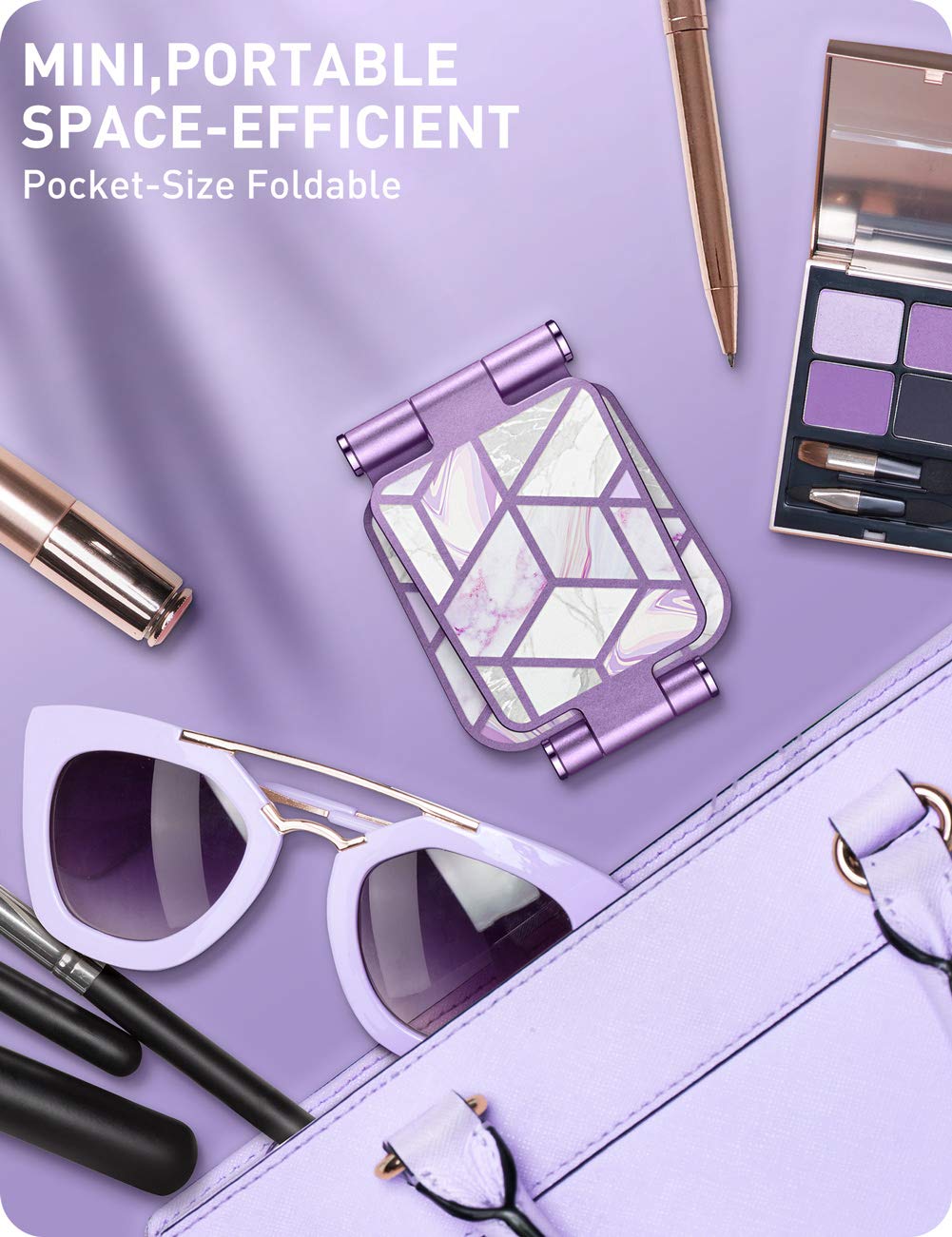 i-Blason Universal Cell Phone Stand for Desk - Adjustable Foldable Phone Holder Compatible with iPhone 16/15/14/13 Pro Max & All Smartphones - Purple (Perfect for Home Office, Video Calls & Hands-Free Viewing)