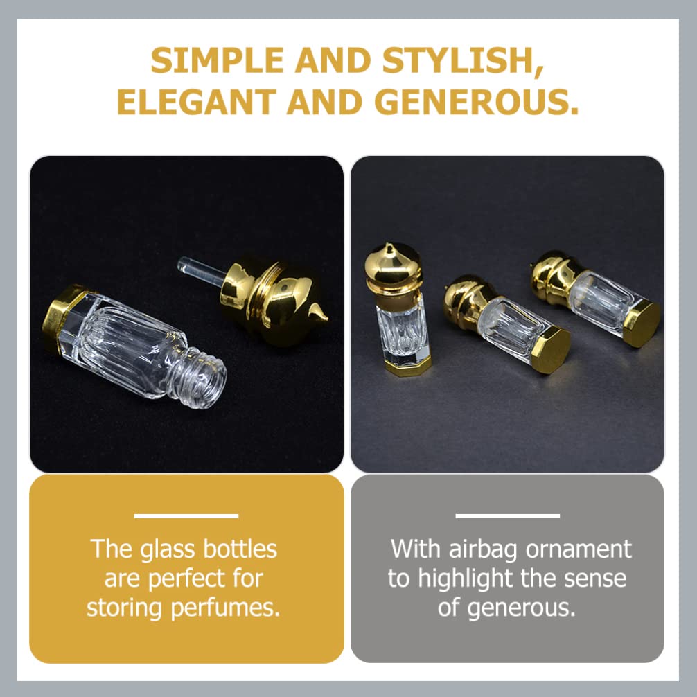 EXCLUZO 2-Pack 3ML Portable Refillable Fine Mist Spray Bottles - Travel Size Empty Perfume & Essential Oil Atomizer - Golden (Perfect for DIY Beauty, Aromatherapy & On-The-Go Use)