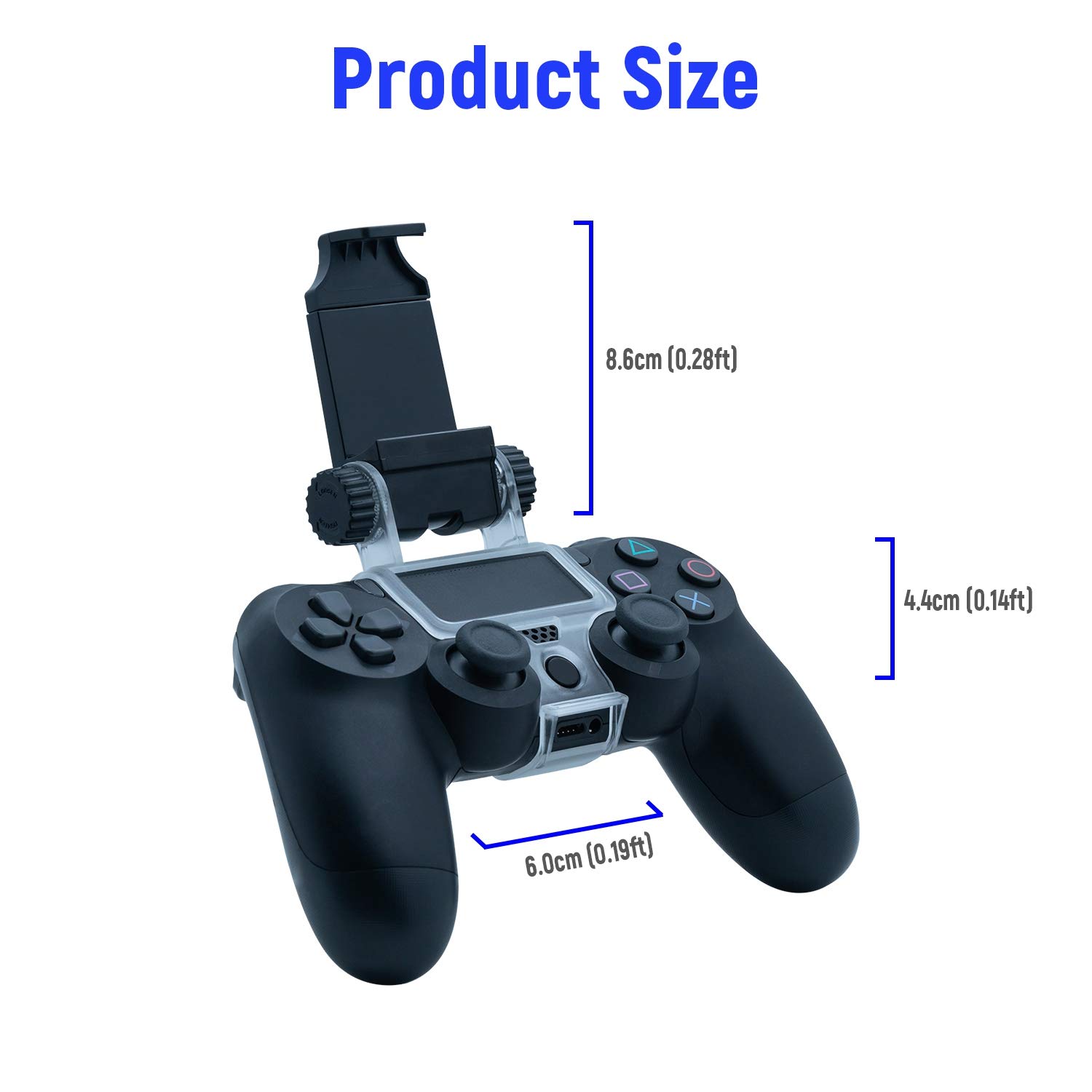 Mcbazel PS4 Controller Phone Holder Clip - Compatible with PS4, PS4 Slim & PS4 Pro - Black | Perfect for Gaming Hands-Free & Live Streaming