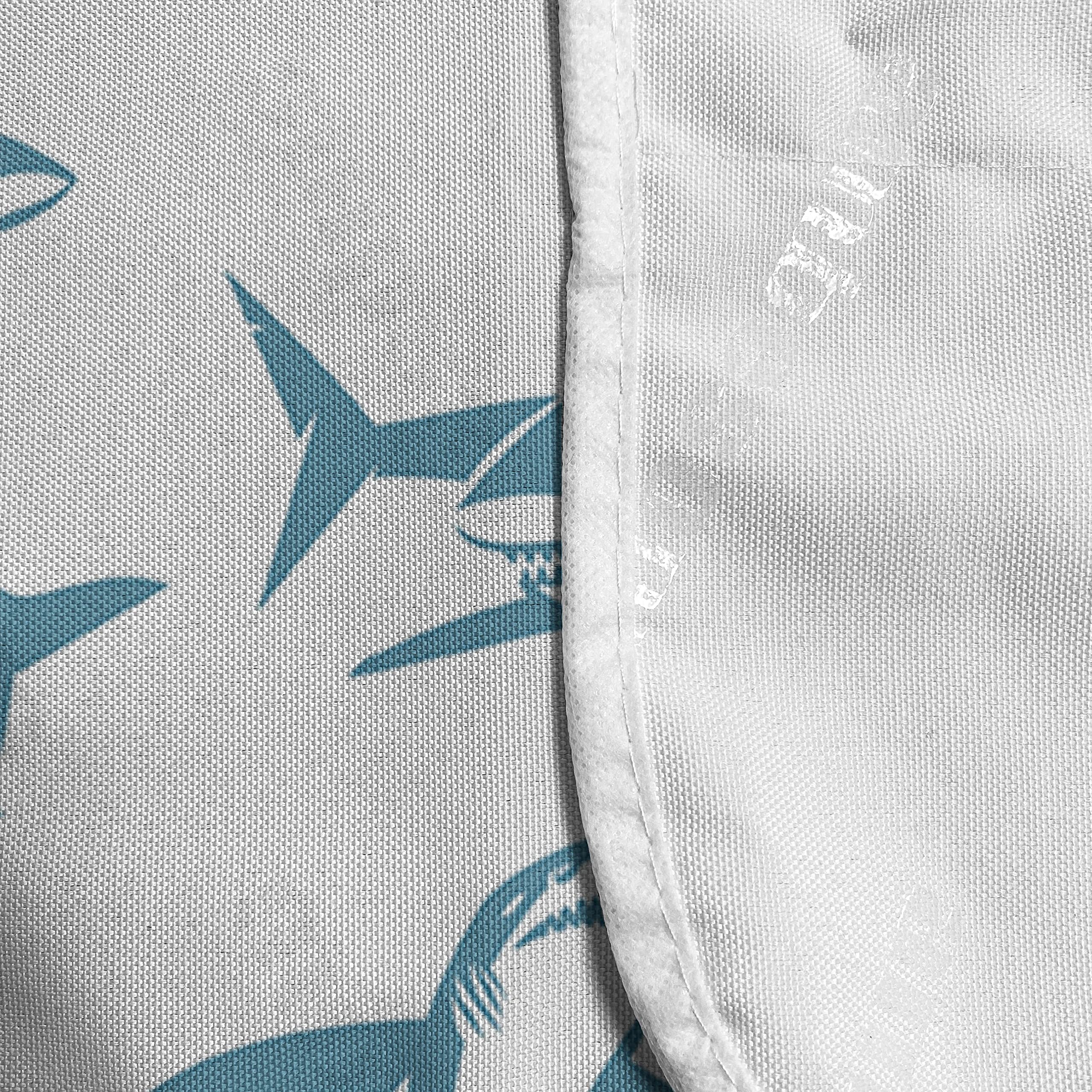 Ambesonne Shark Microwave Oven Cover - Waterproof Kitchen Organizer with Pockets, Blue White Marine Cartoon Design Featuring Scary Predators of the Seas, 36