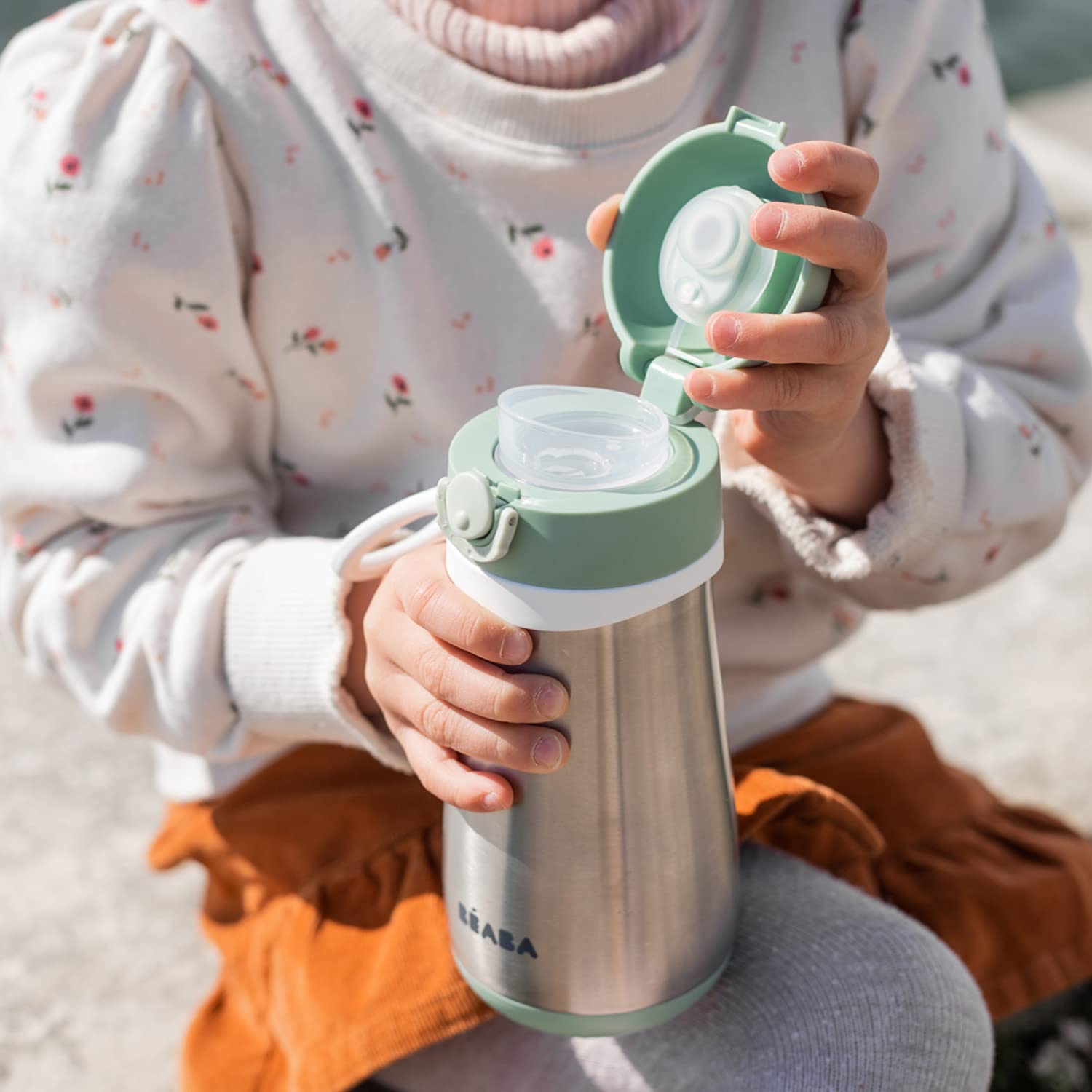 BEABA Kids Insulated Water Bottle - Leakproof Thermos for Toddlers, Travel & School