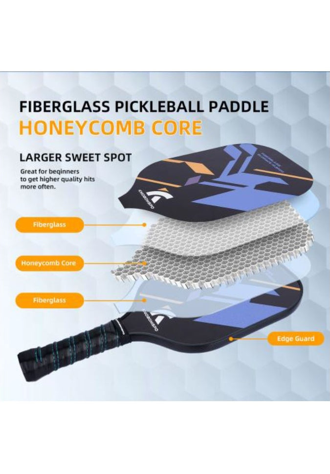 Beginner Friendly Fiberglass Pickleball Set - 4 Paddles & Balls - Lightweight & Durable for Outdoor/Indoor Play - Perfect for Family, Friends & Beginners