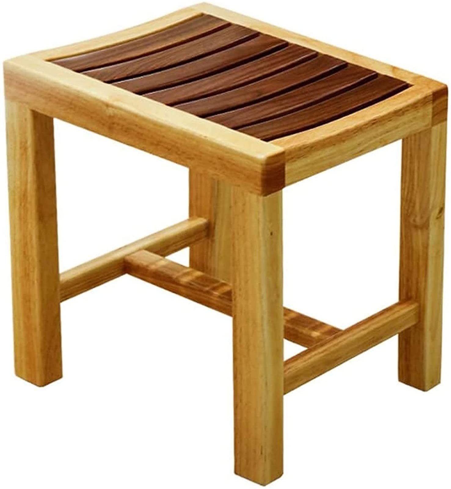**Solid Wood Shower Stool - Non-Slip Bath Chair for Elderly & Handicap, Adjustable Shower Seat with Backrest, Waterproof Bathroom Bench for Safe Showering, Spa & Relaxation**    *(Use Cases: Ideal for seniors, disabled individuals, post-surgery recovery, or relaxing showers and spa treatments.)*