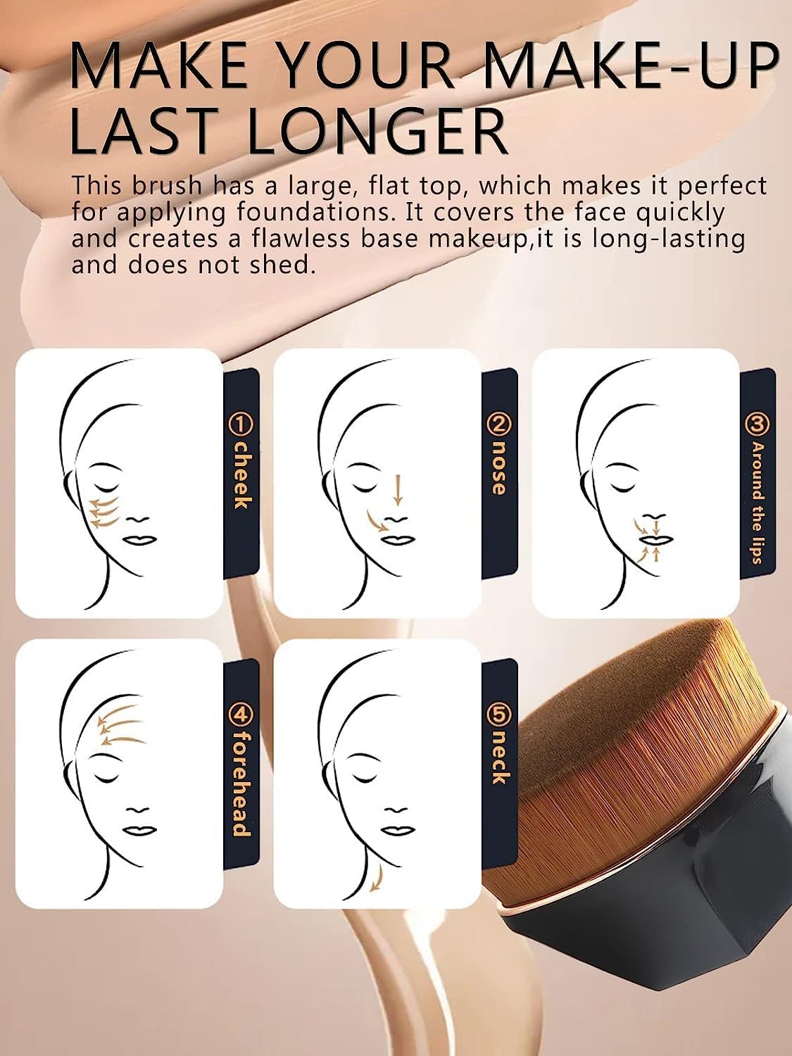 LA VENUST Flawless Flat Makeup Foundation Brush - Professional Cosmetics Brush for Women - Pack of 1 - Perfect for Liquid & Cream Foundation Application