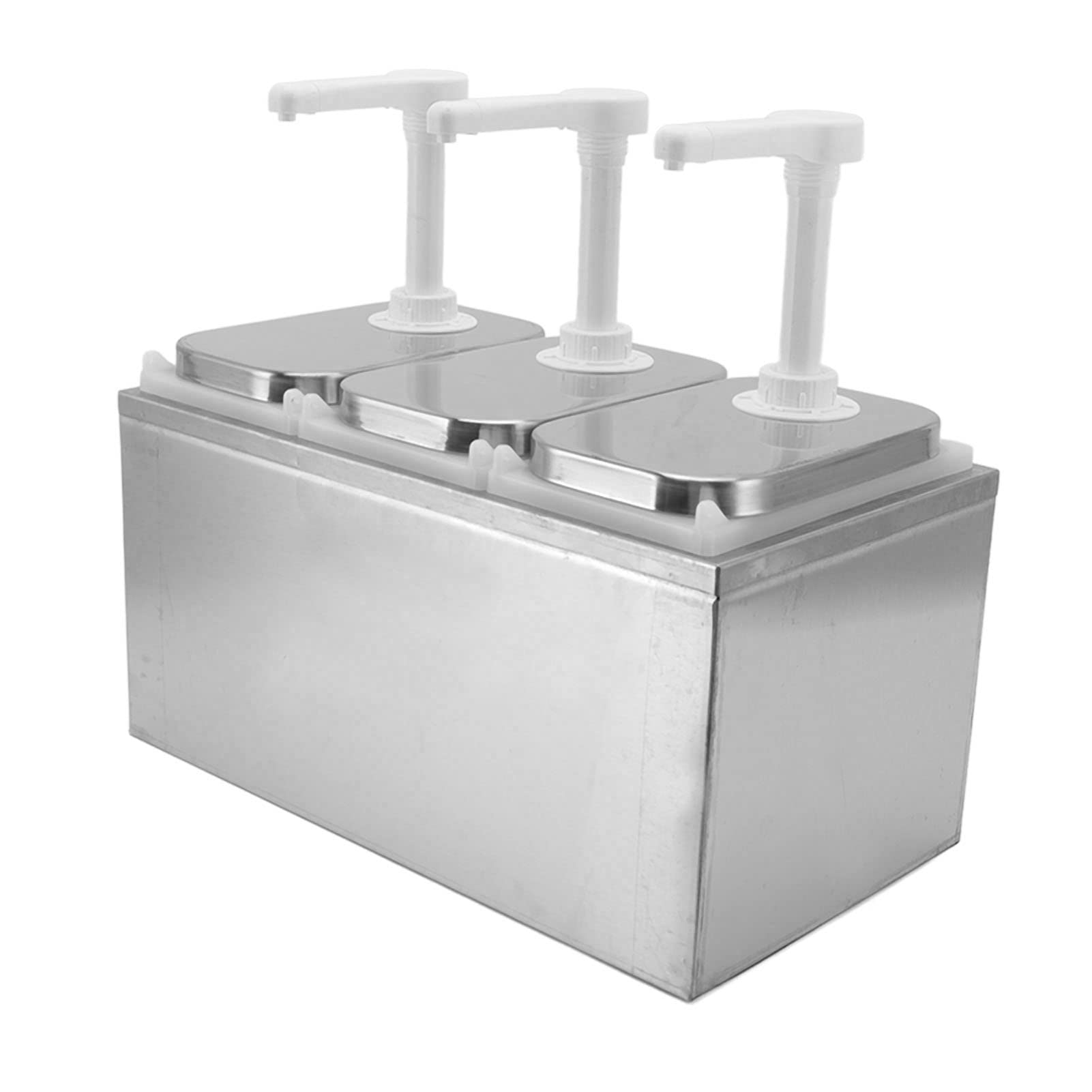 TOPINCN Stainless Steel Condiment Pump Station - 35ml Sauce Dispenser & Squeeze Pump for Ketchup, Mustard, Mayo (2L Triple Pump) - Perfect for Restaurants, Cafes, and Home Kitchens