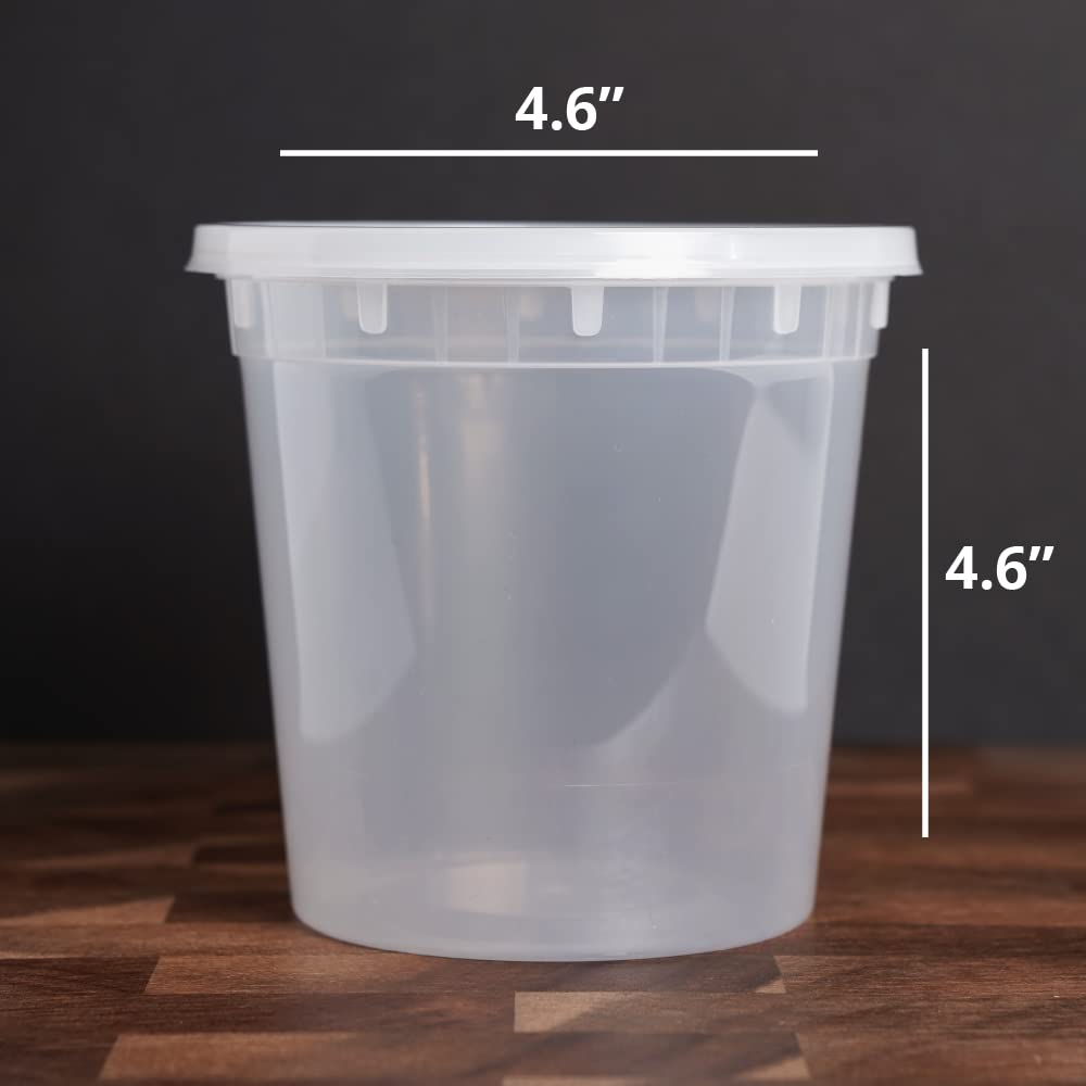 TIYA 24oz Takeout Food Containers Bulk 240 Pack with Lids - Reusable Plastic Food Storage Containers for Meal Prep, Soups & Leftovers - Microwave & Dishwasher Safe, Airtight Leak Proof - Perfect for Restaurants, Catering & Home Use