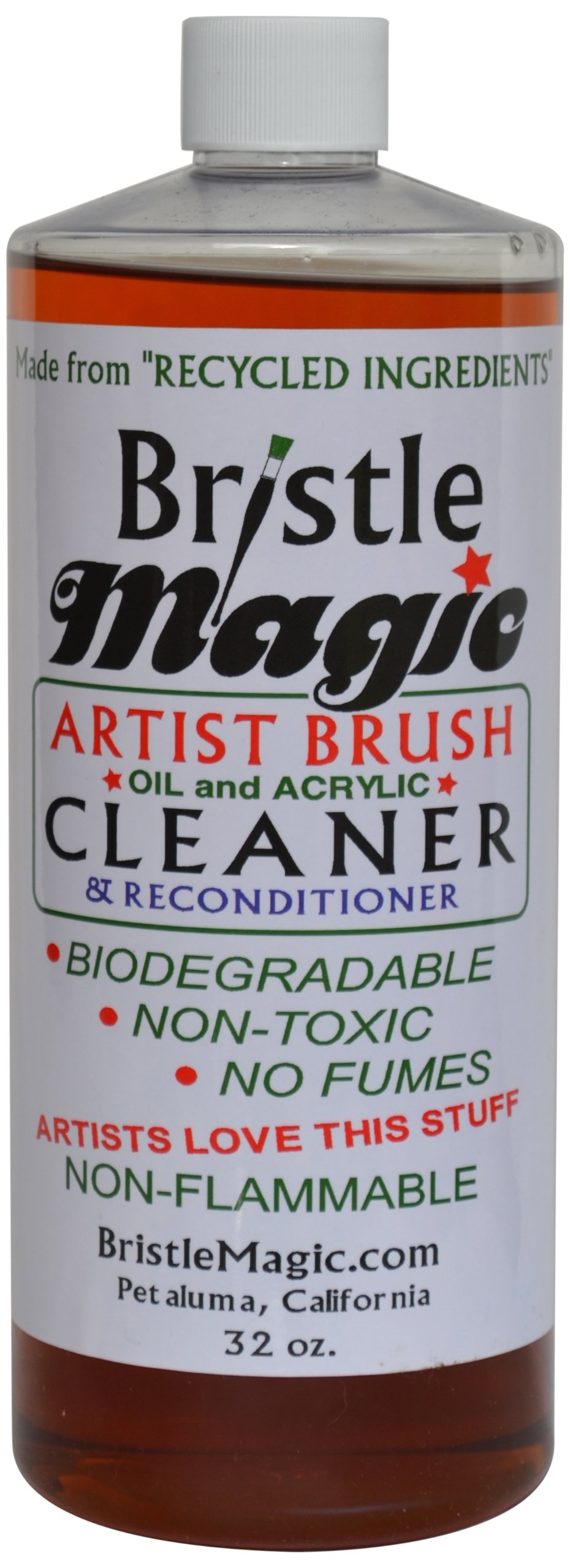 Bristle Magic Paint Brush Cleaner Bottle - 32oz Heavy Duty Brush Cleaning Container for Artists & DIY Projects - Perfect for Acrylic, Oil, Watercolor Paint Brush Cleaning