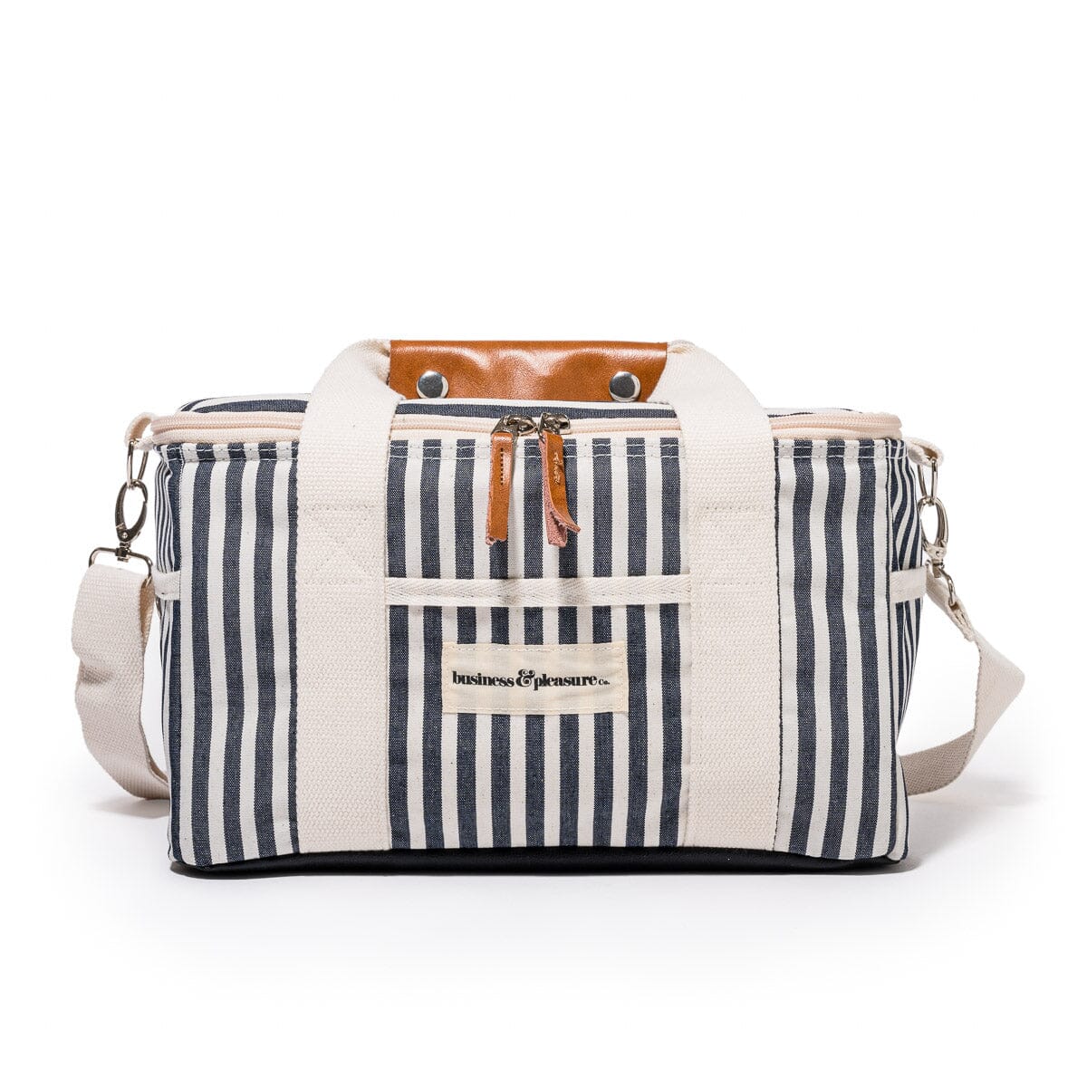 BUSINESS & PLEASURE Premium Insulated Cooler Bag - Lauren's Navy Stripe Design - Perfect for Office Lunches, Beach Picnics & Outdoor Adventures