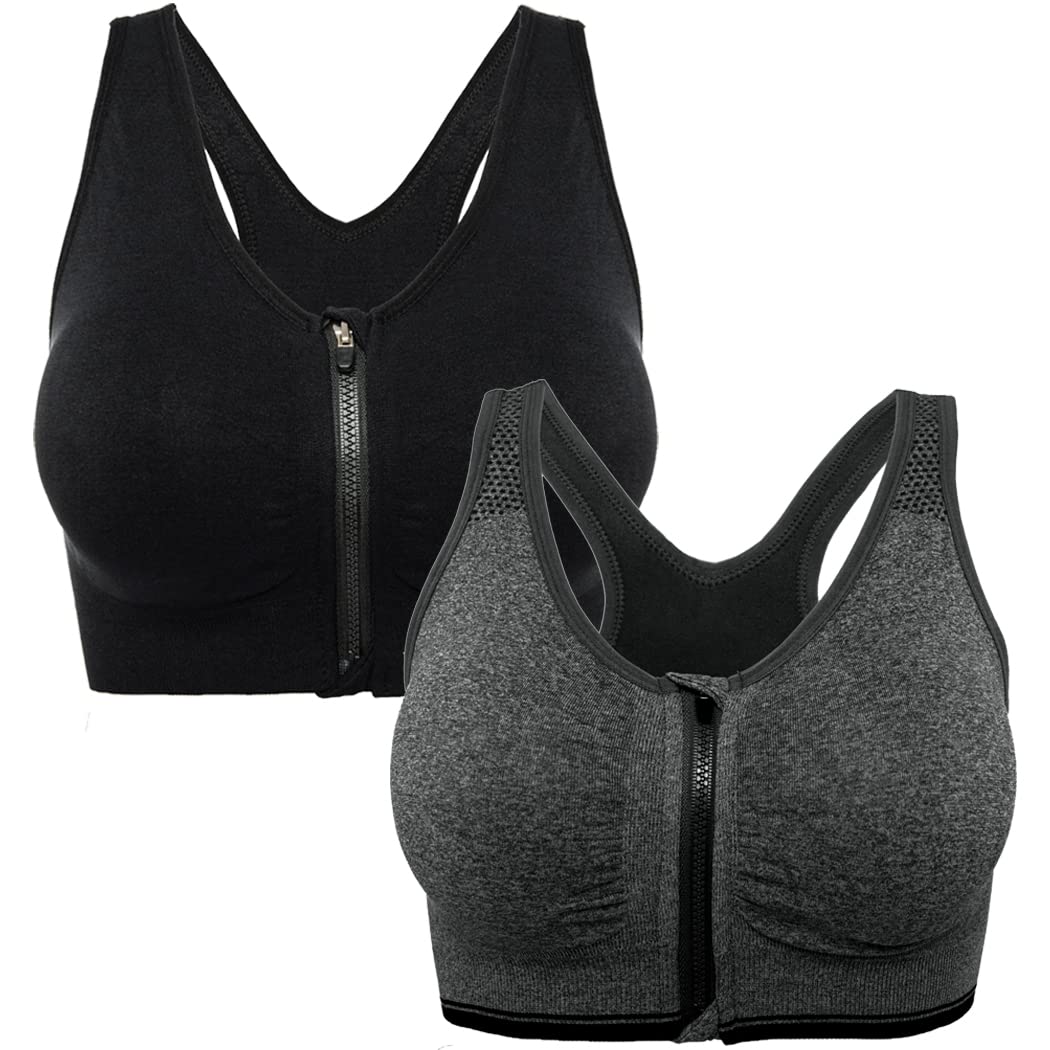 Post-Surgery Sports Bra for Women - FUT Zip Front Active Yoga Bras, Gym Running Workout Tank Tops | Comfortable Support for Yoga, Running & Post-Op Recovery