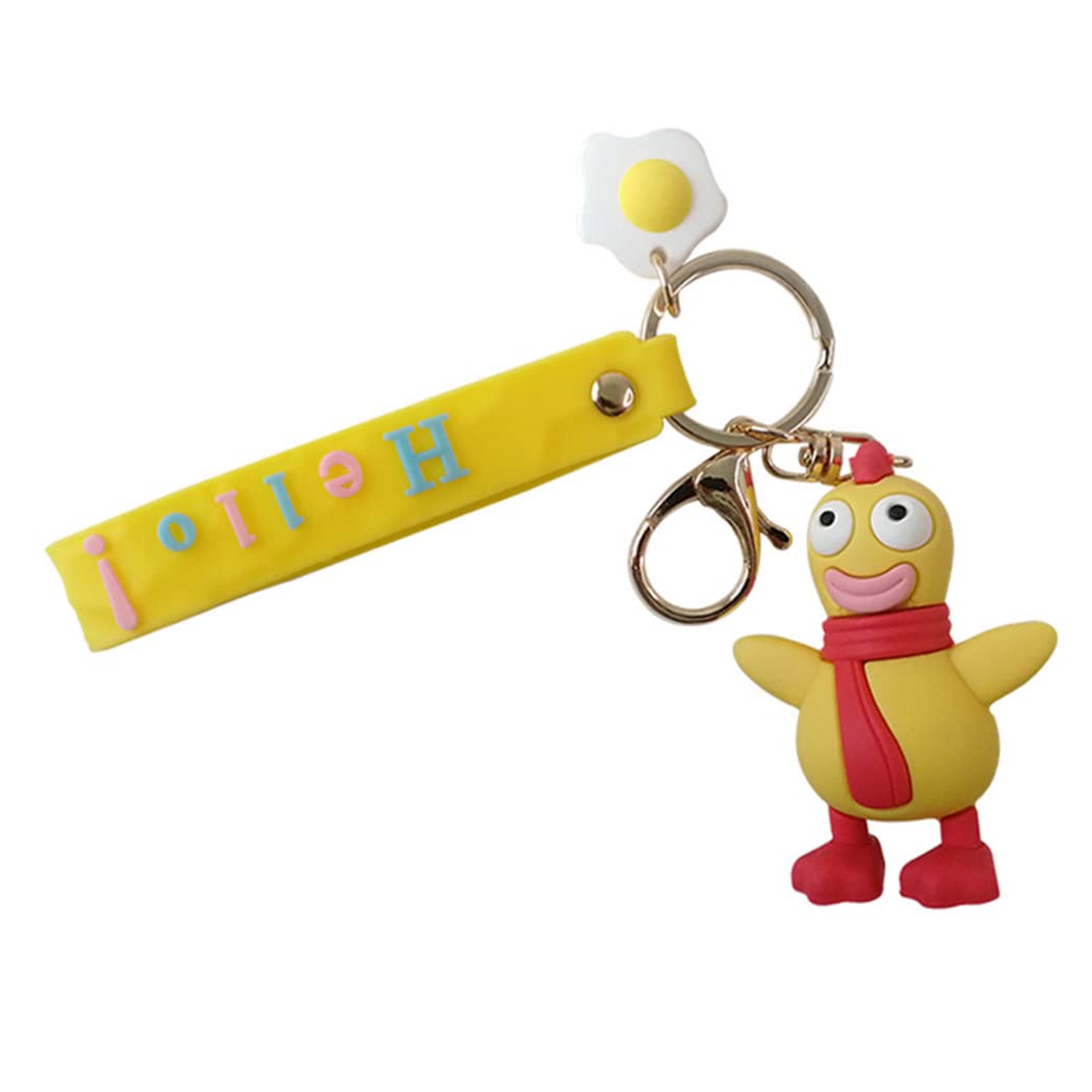 Funny Big Mouth Chicken Keychain - Yellow Egg Car Keyring for School Bag