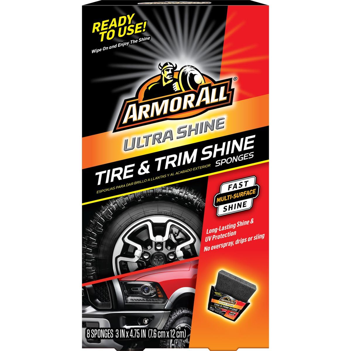 Armor All Ultra Shine Tire & Trim Shine Sponges (8-Pack) – Premium Car Detailing Sponges for Tires, Trim & Wheels – Easy Application & Long-Lasting Shine – Perfect for Car Wash, Auto Detailing & Vehicle Maintenance