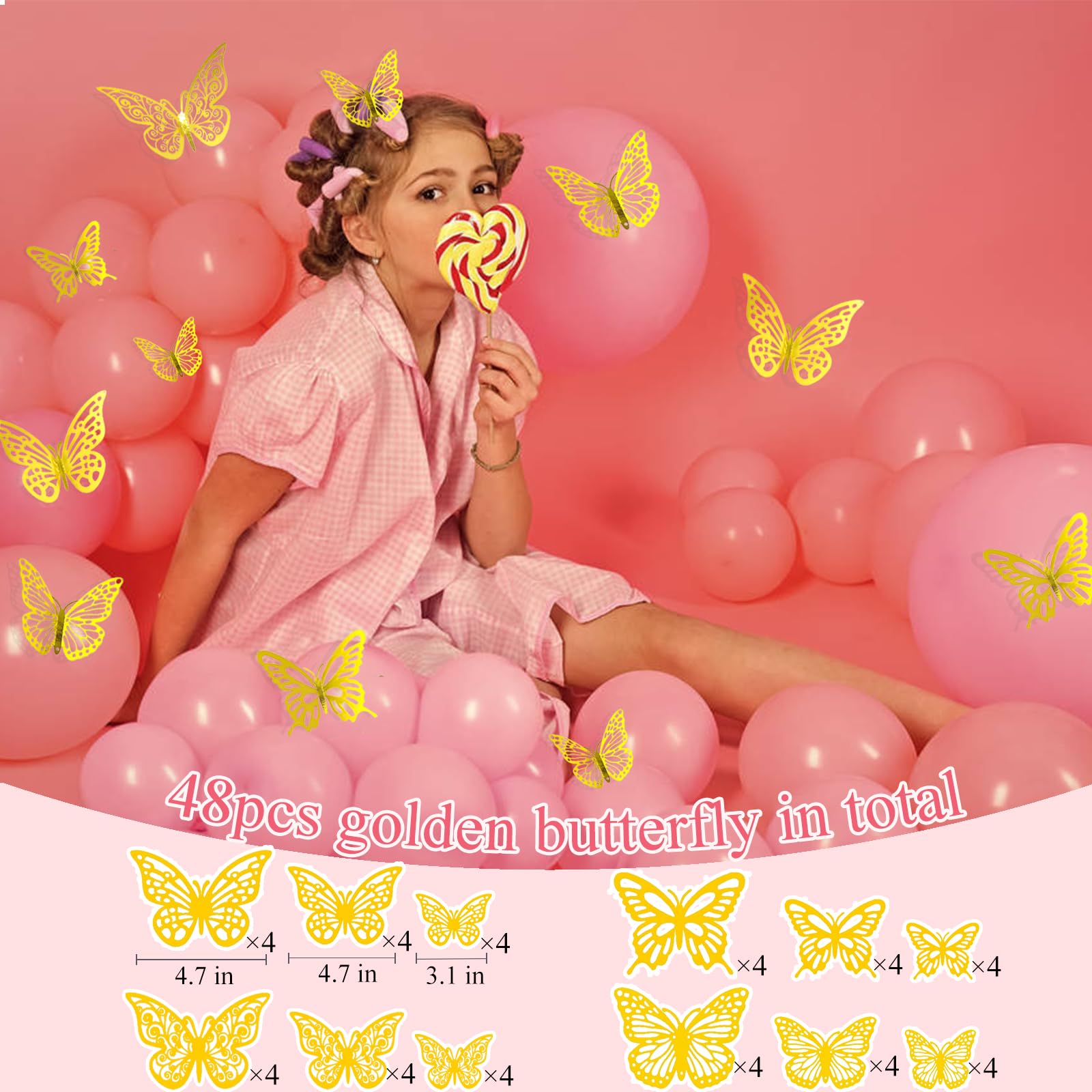 198pcs Bouquet Corsage Pins with 3D Golden Butterfly Stickers - Floral Arrangement Accessories for Wedding, Mother's Day & Party Decor - DIY Flower Diamond Pins for Bouquets, Centerpieces and Gift Wrapping