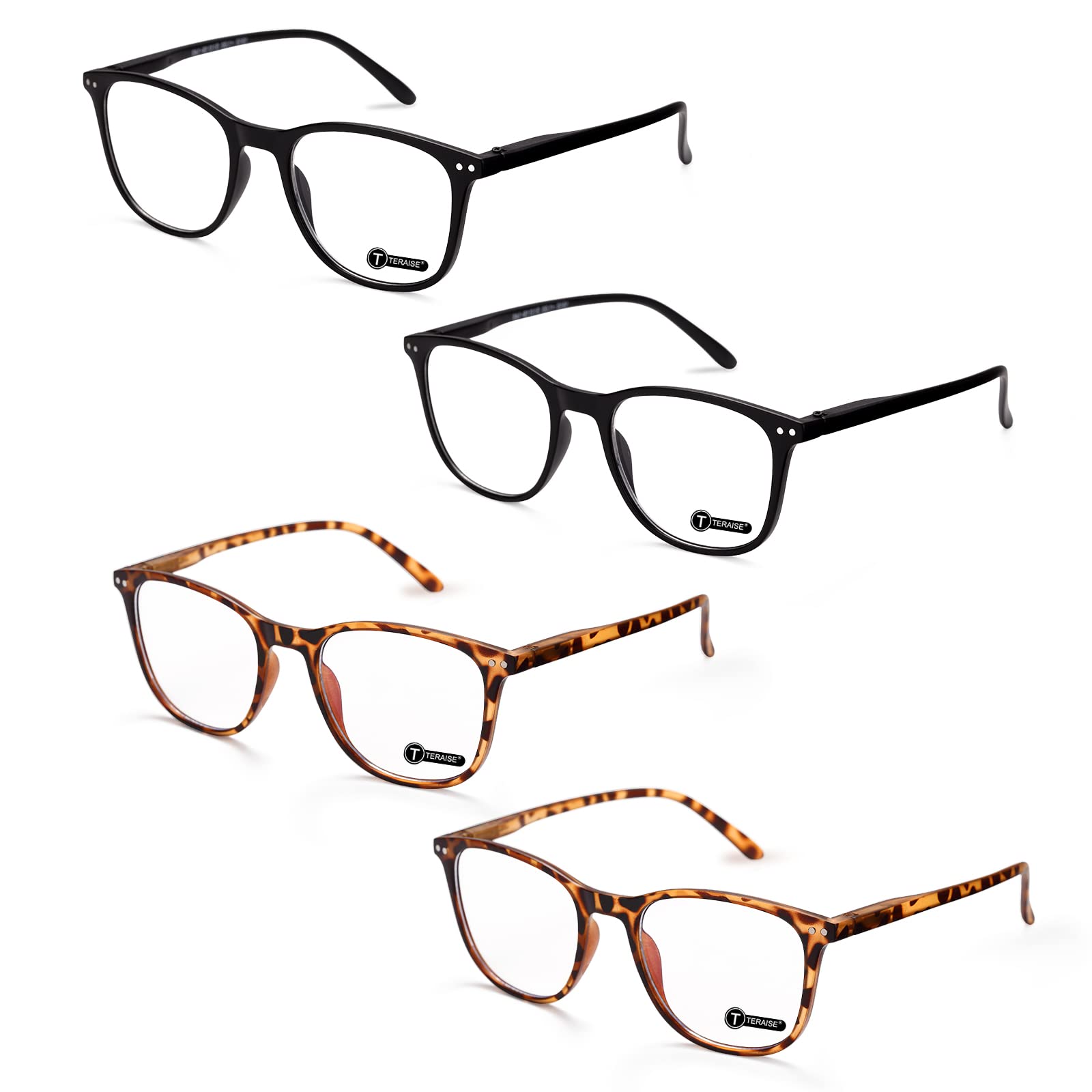 TERAISE Blue Light Blocking Reading Glasses for Women - 4 Pack Anti Eyestrain Computer Glasses with Lightweight Round Frame | Perfect for Office Work, Screen Time & Digital Eye Strain Relief