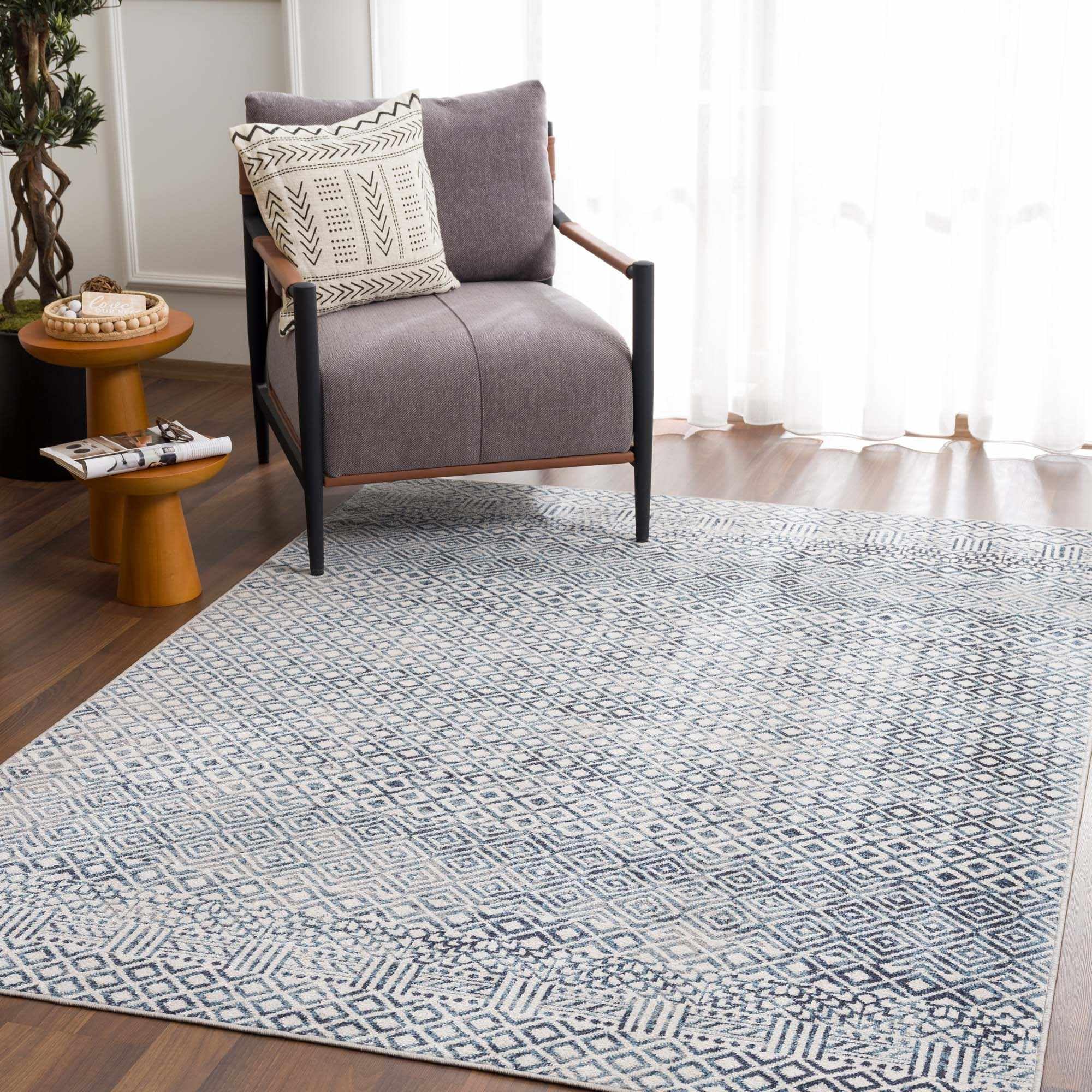 Hauteloom Askeaton Machine Washable Area Rug - Blue & Gray - 5'3